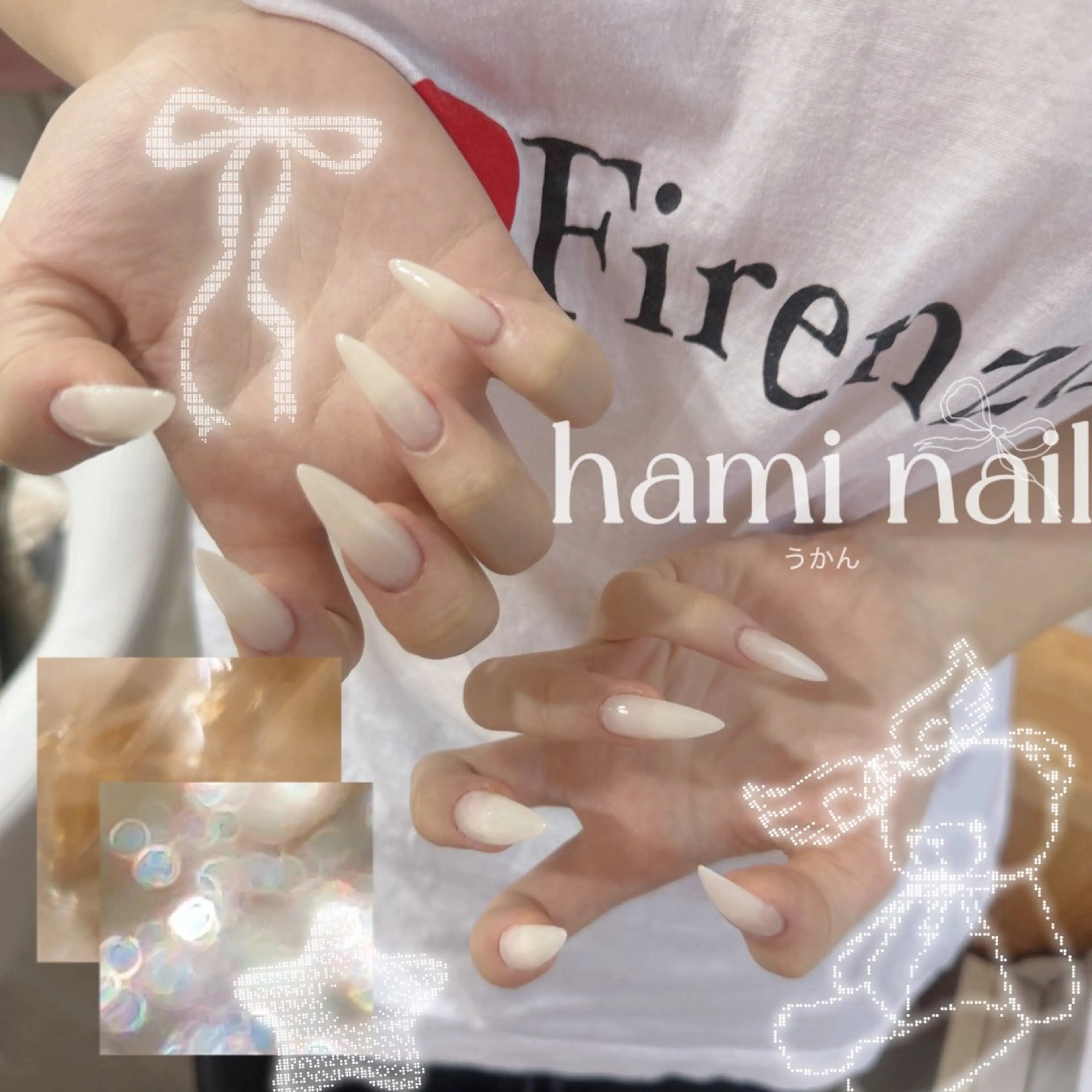 ネイル ハンドネイル ハンドケア hami🎀うかん 🎀チップ長さ出しのネイルデザイン