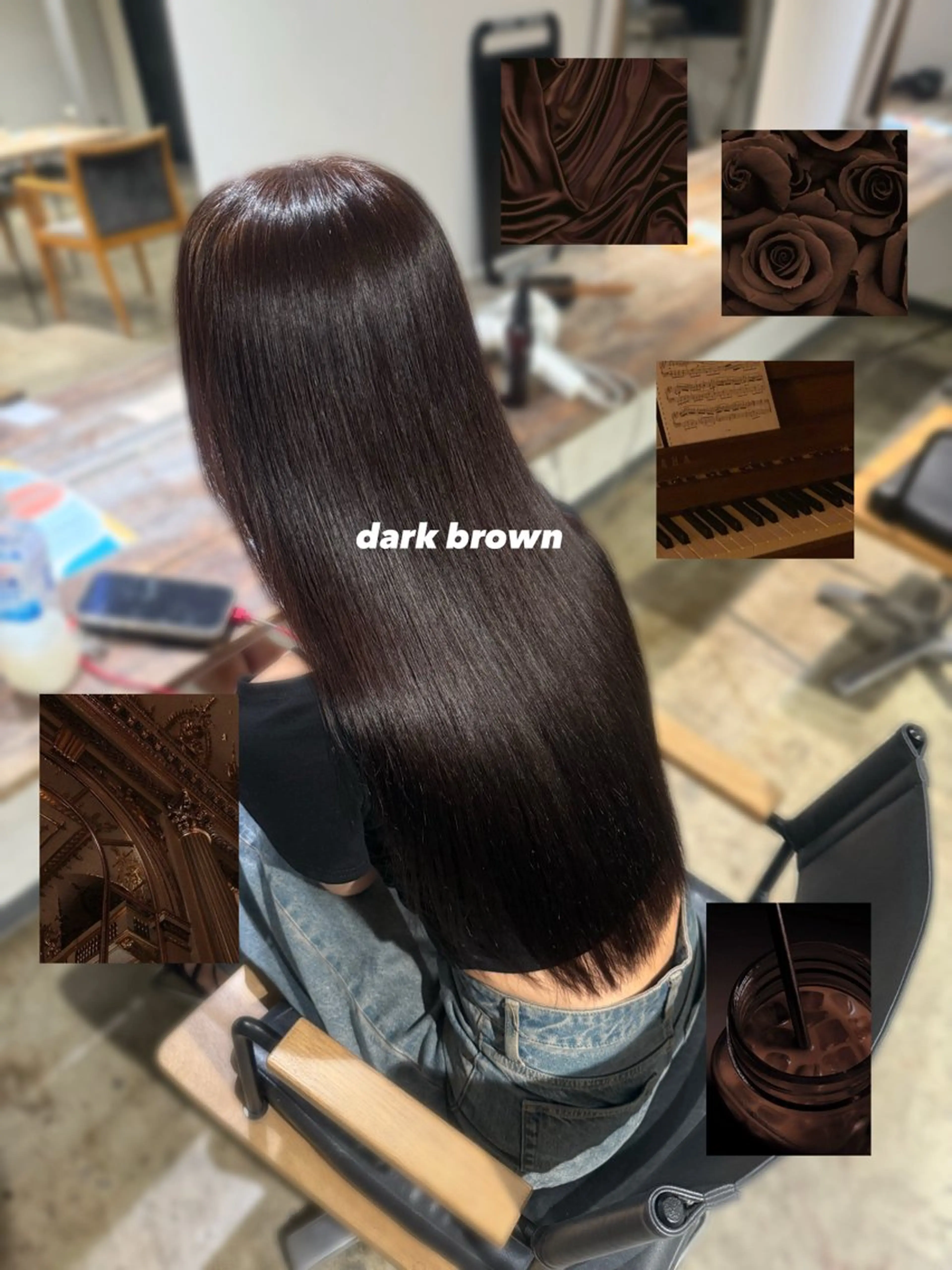 ロング カラー ブリーチ ブラウンカラー ケアブリーチ ダークブラウン ブリーチなしカラー ヘアカラー トリートメント 🫟ブリーチモデル/ 艶カラー /みきのヘアスタイル