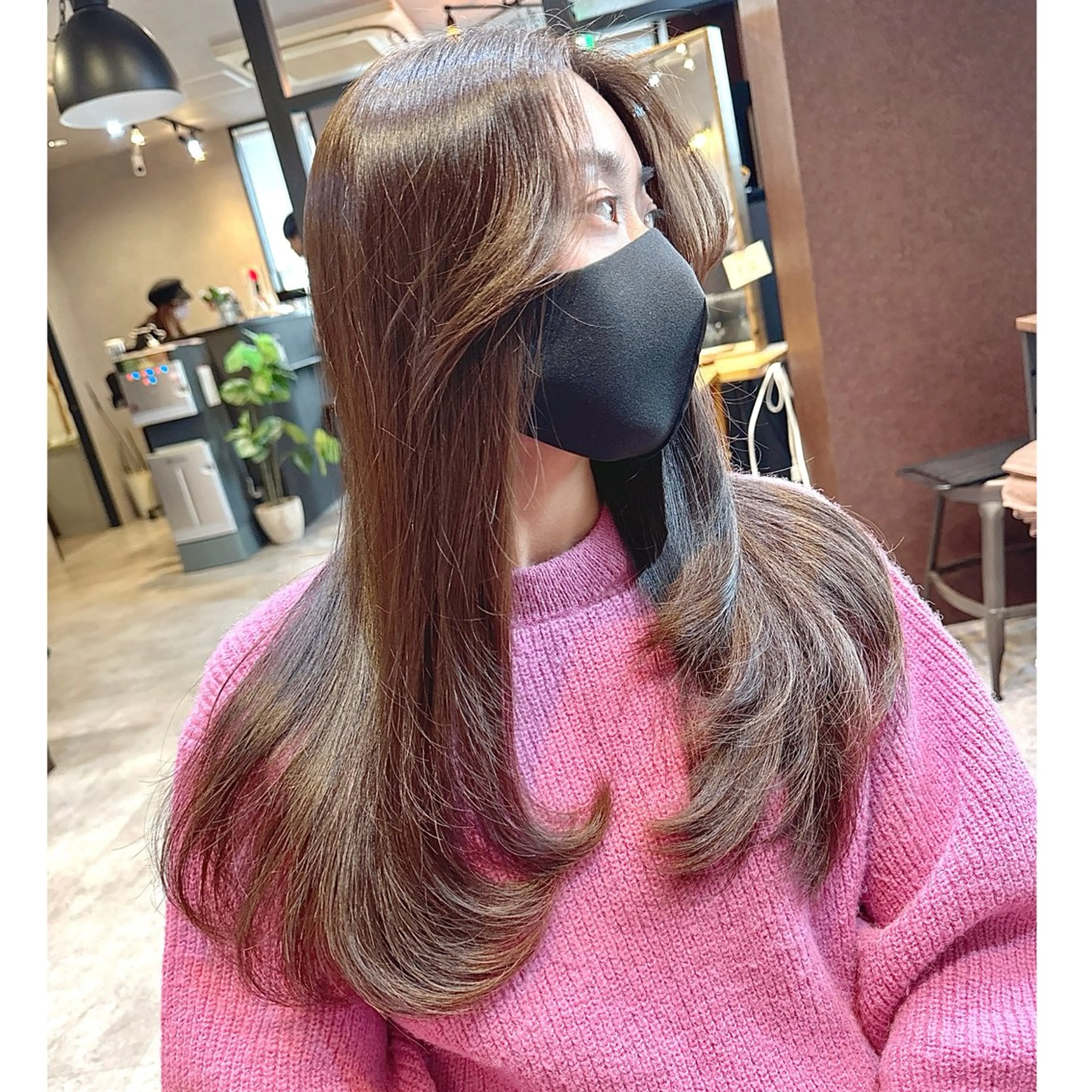 ロング 顔まわりレイヤー 顔周りカット レイヤーカット カット ヘアカラー 森 隆秀/韓国ヘアのヘアスタイル