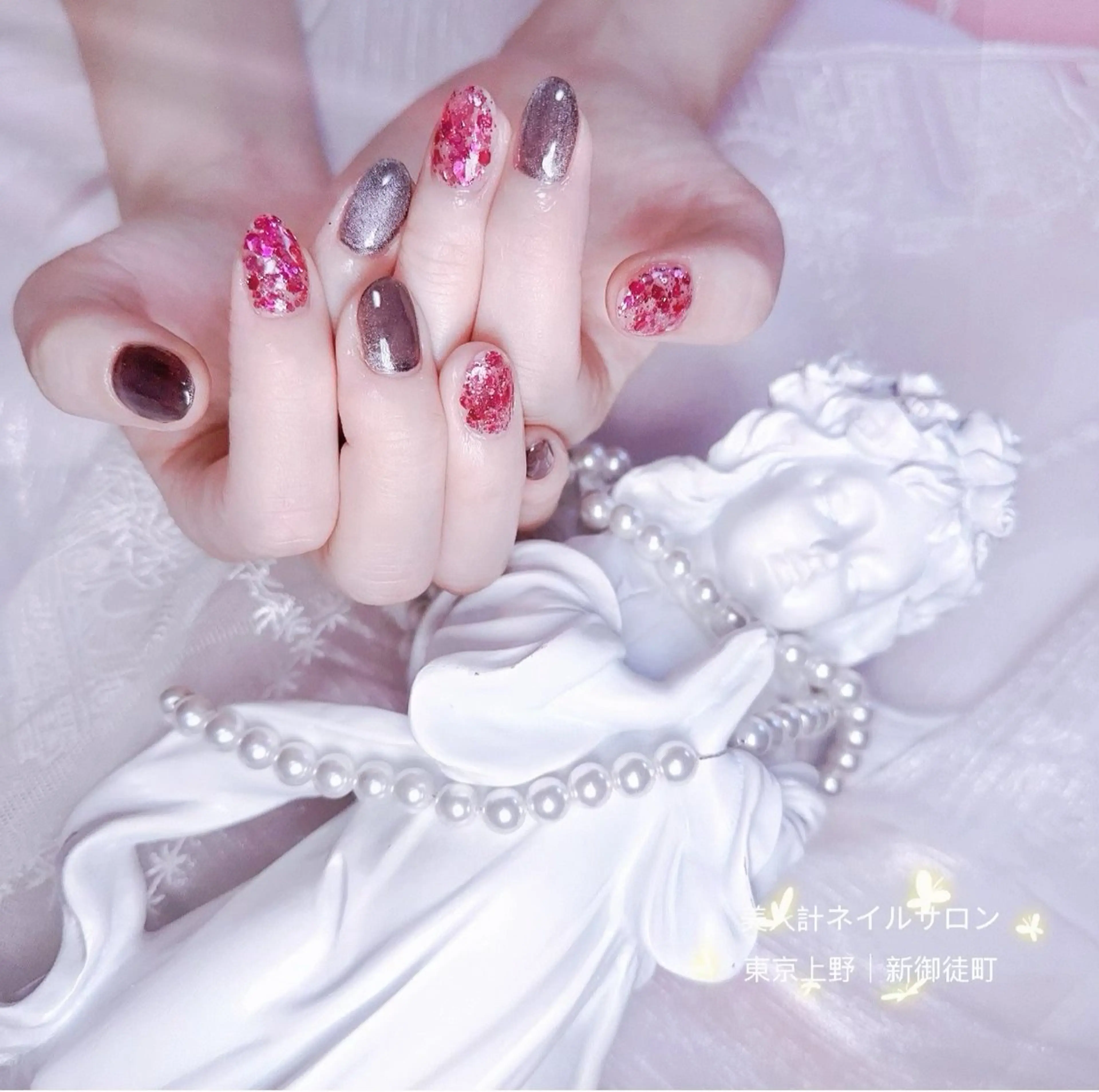 ネイル ホログラムネイル マグネットネイル ハンドネイル 美人計ネイルサロン所属・中山 美月のネイルデザイン