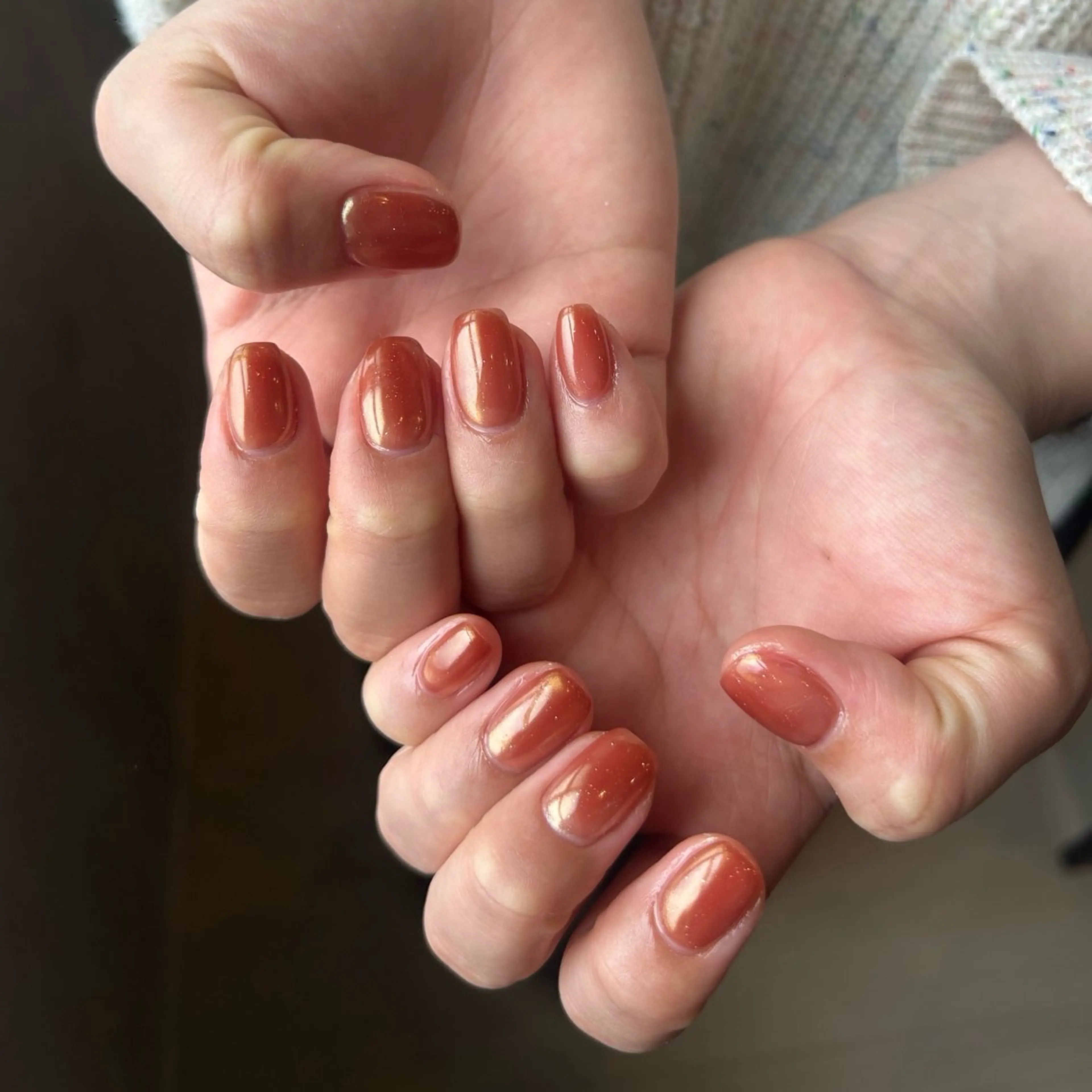 ネイル ブラウン オレンジ 寺尾 美咲のネイルデザイン