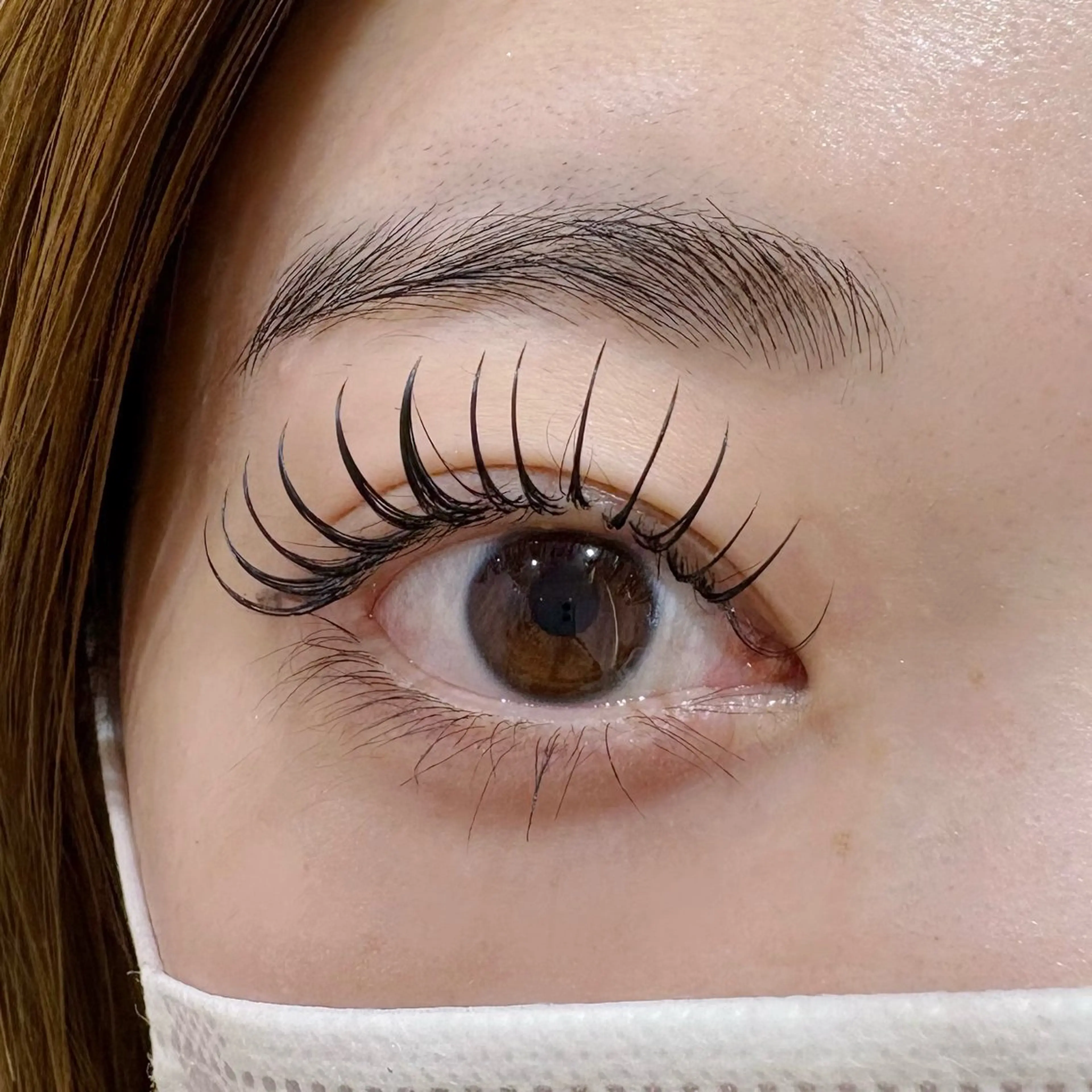 エクステごとパーマをかけて上向きまつ毛に👀💗エクパ100本⭐️束感仕上げの写真