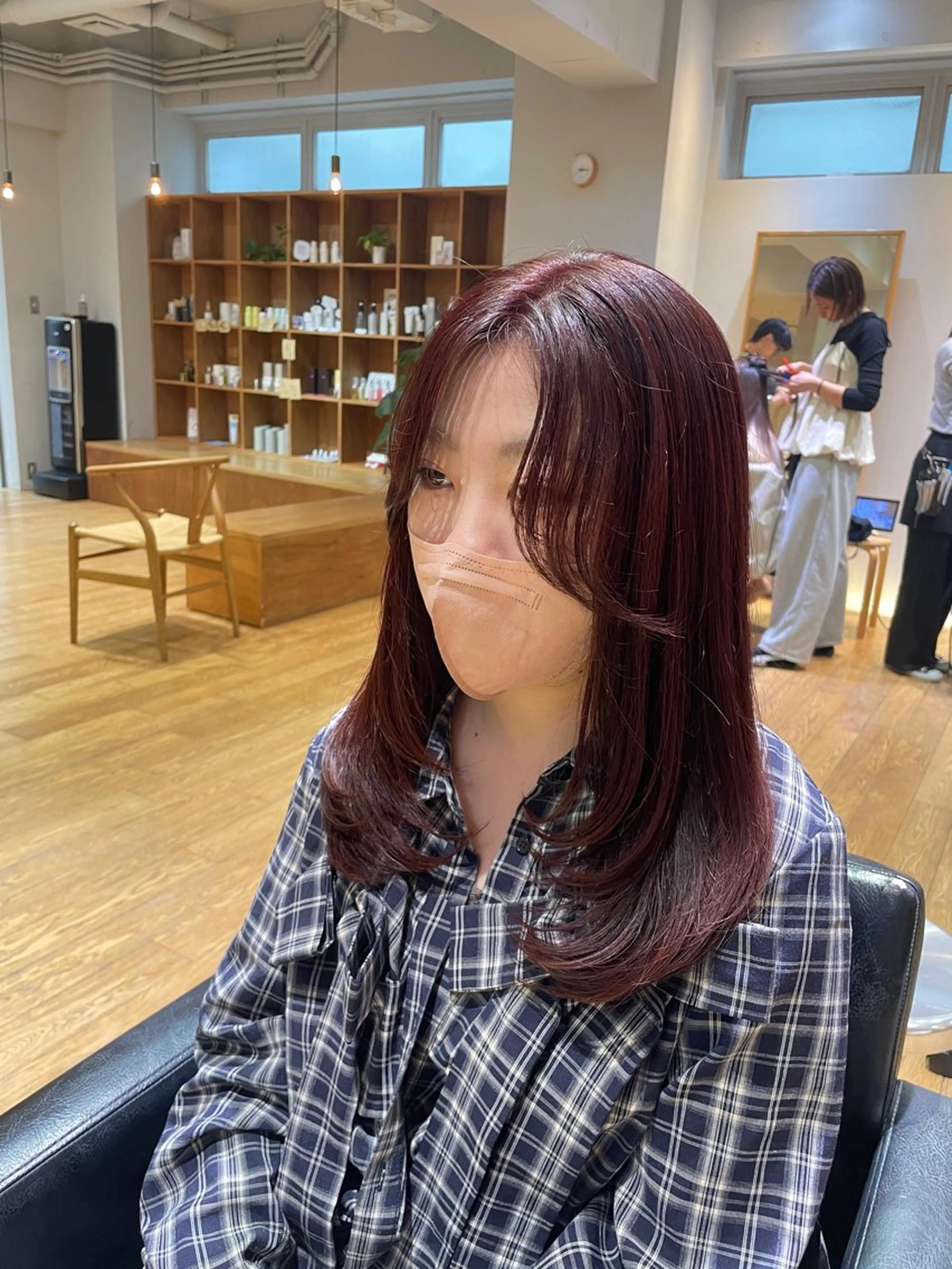 セミロング カラー ボルドーカラー ヘアカラー 縮毛矯正/レイヤー /ひかるのヘアスタイル