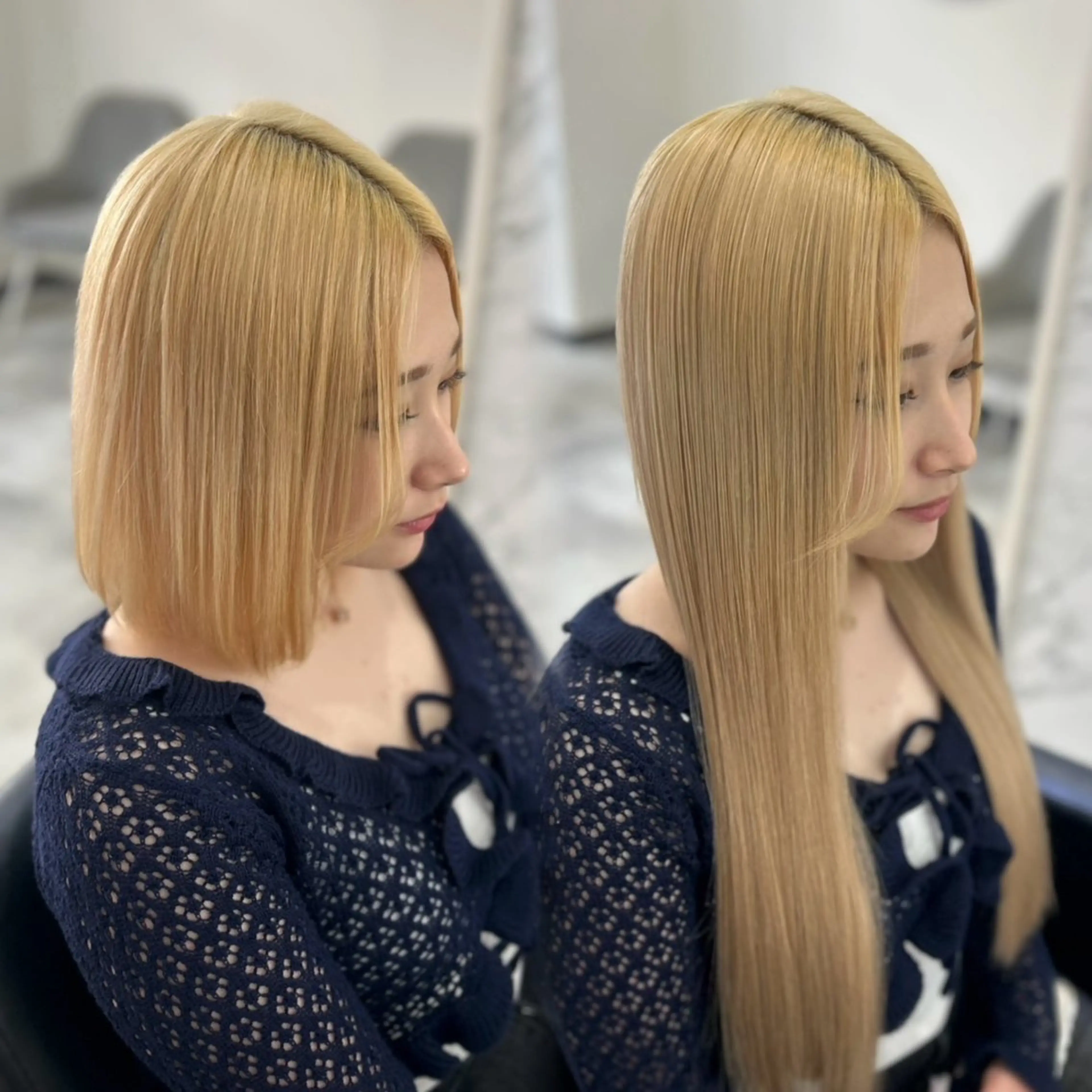 ロング カラー カット エクステ HINA🎀韓国ヘア エクステ/小顔カットのヘアスタイル