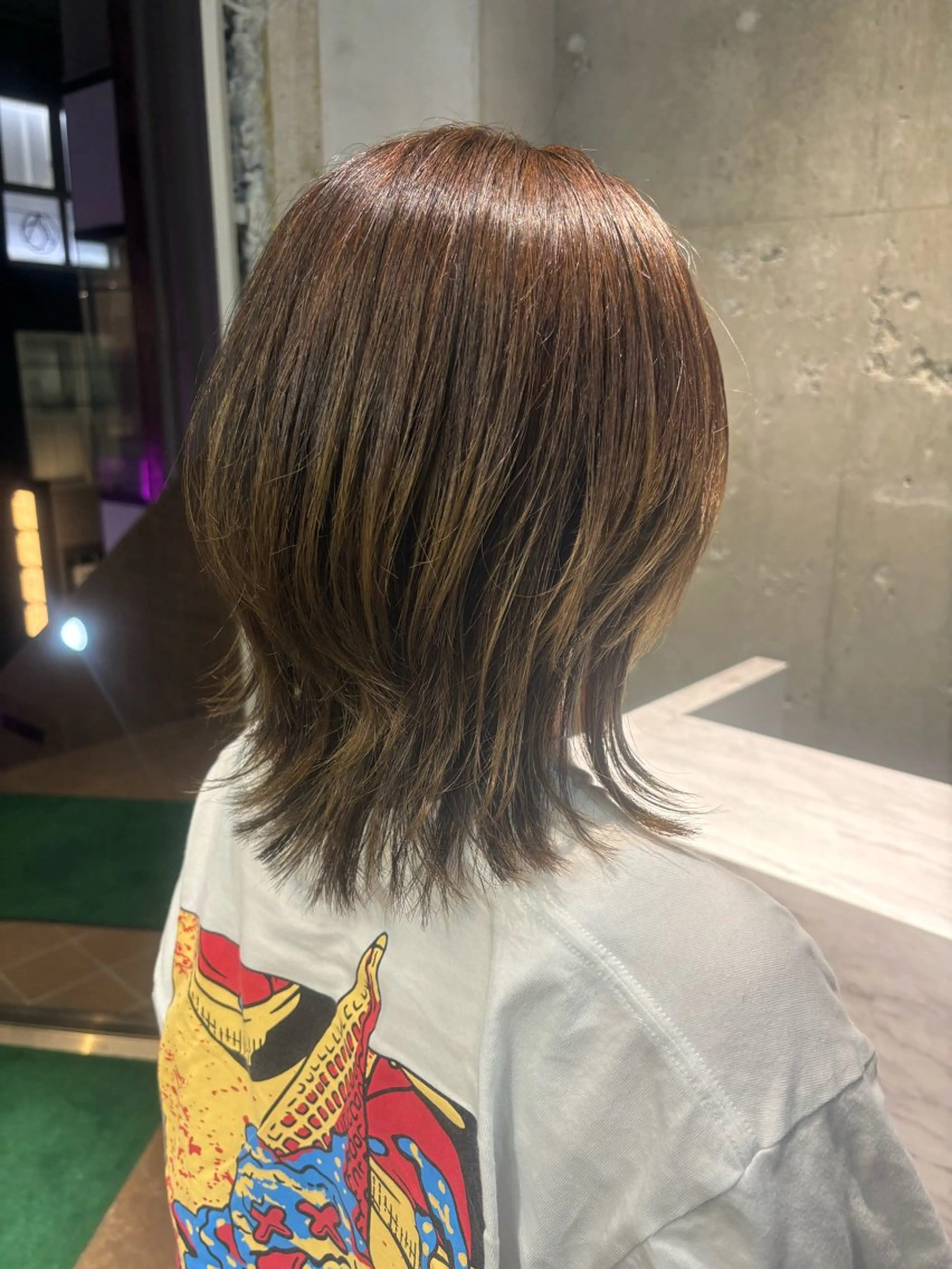 ミディアム カラー メッシュ パーマ、ストレート 🫧ちひろ🫧のヘアスタイル