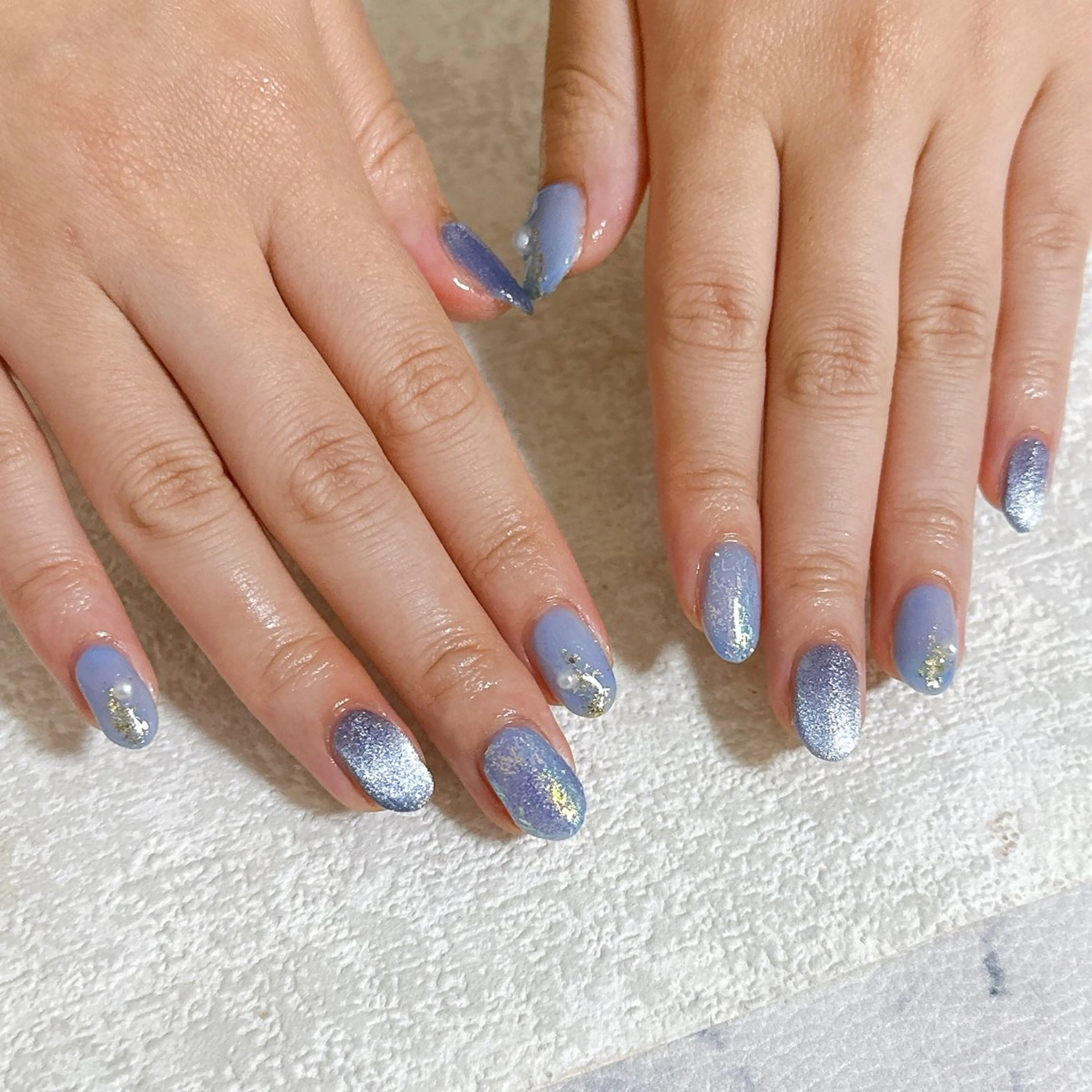 ネイル オーロラネイル フットネイル フレンチネイル ジェルネイル 韓国ネイル ハンドネイル Mogu nail 二子玉川のネイルデザイン