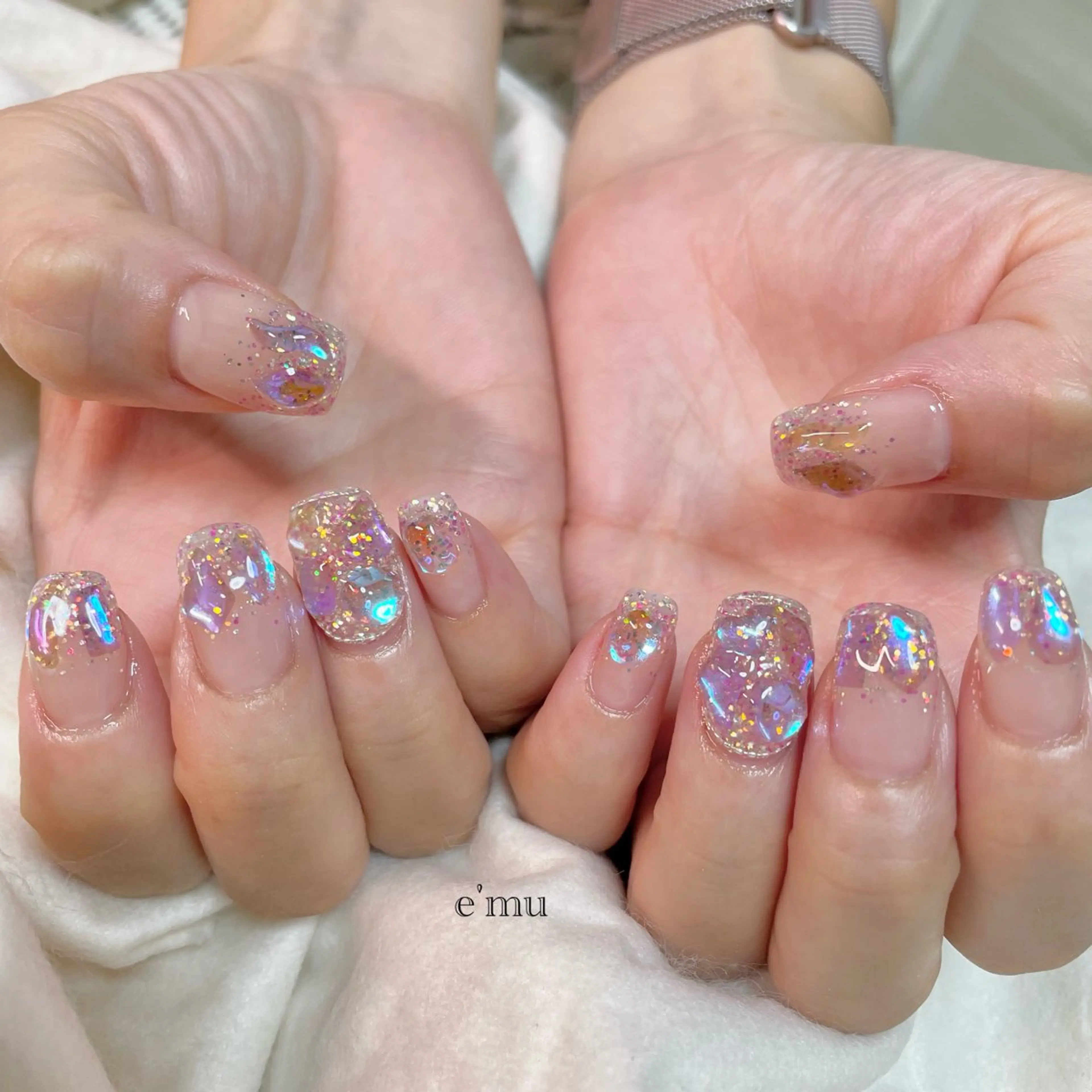 ネイル 氷ネイル・うるうるネイル ハンドネイル nail salon e'mu💐のネイルデザイン