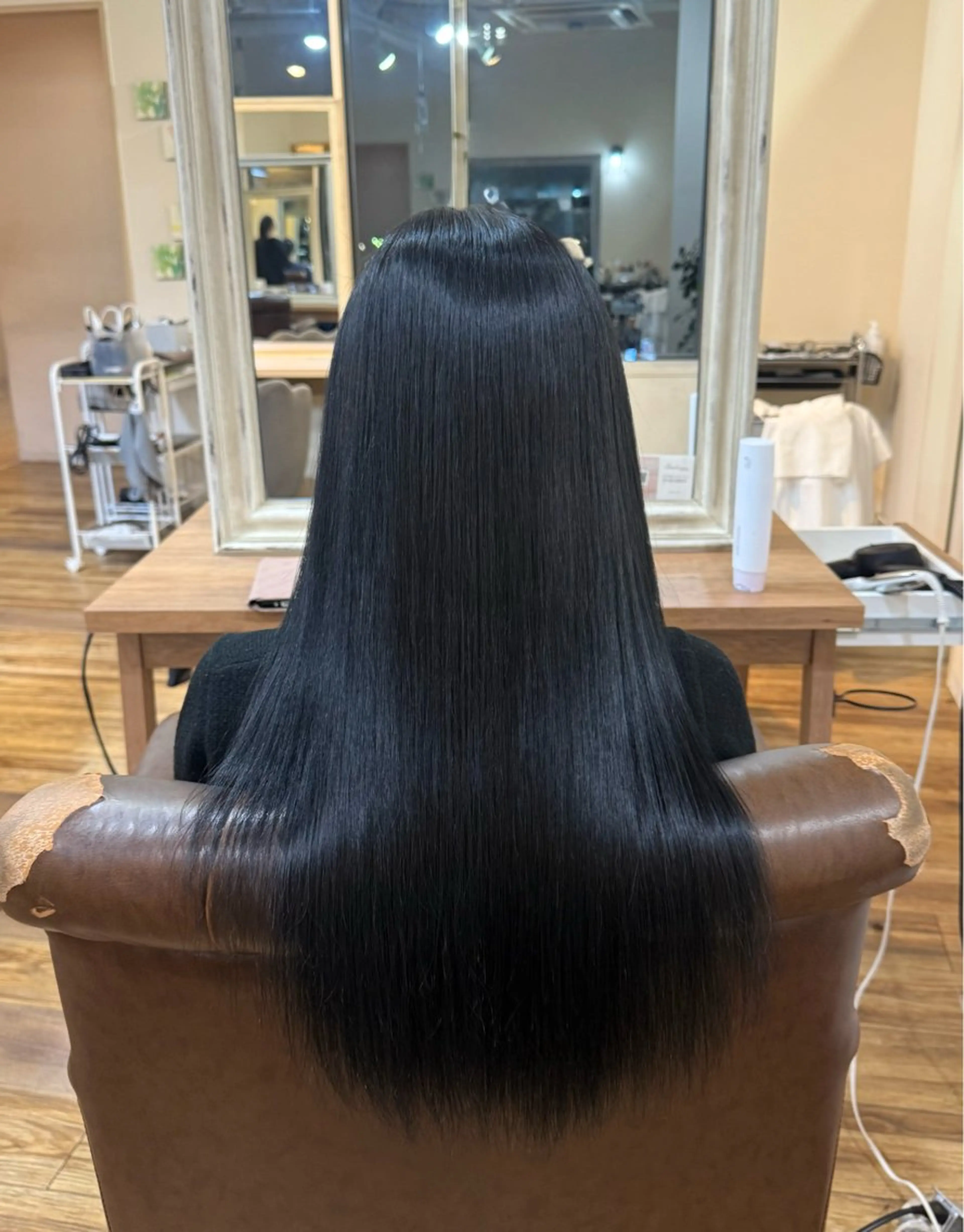 ロング カラー 黒髪 ブルーカラー ブルーブラック 大河内滉生 /オリーブカラー🫒のヘアスタイル