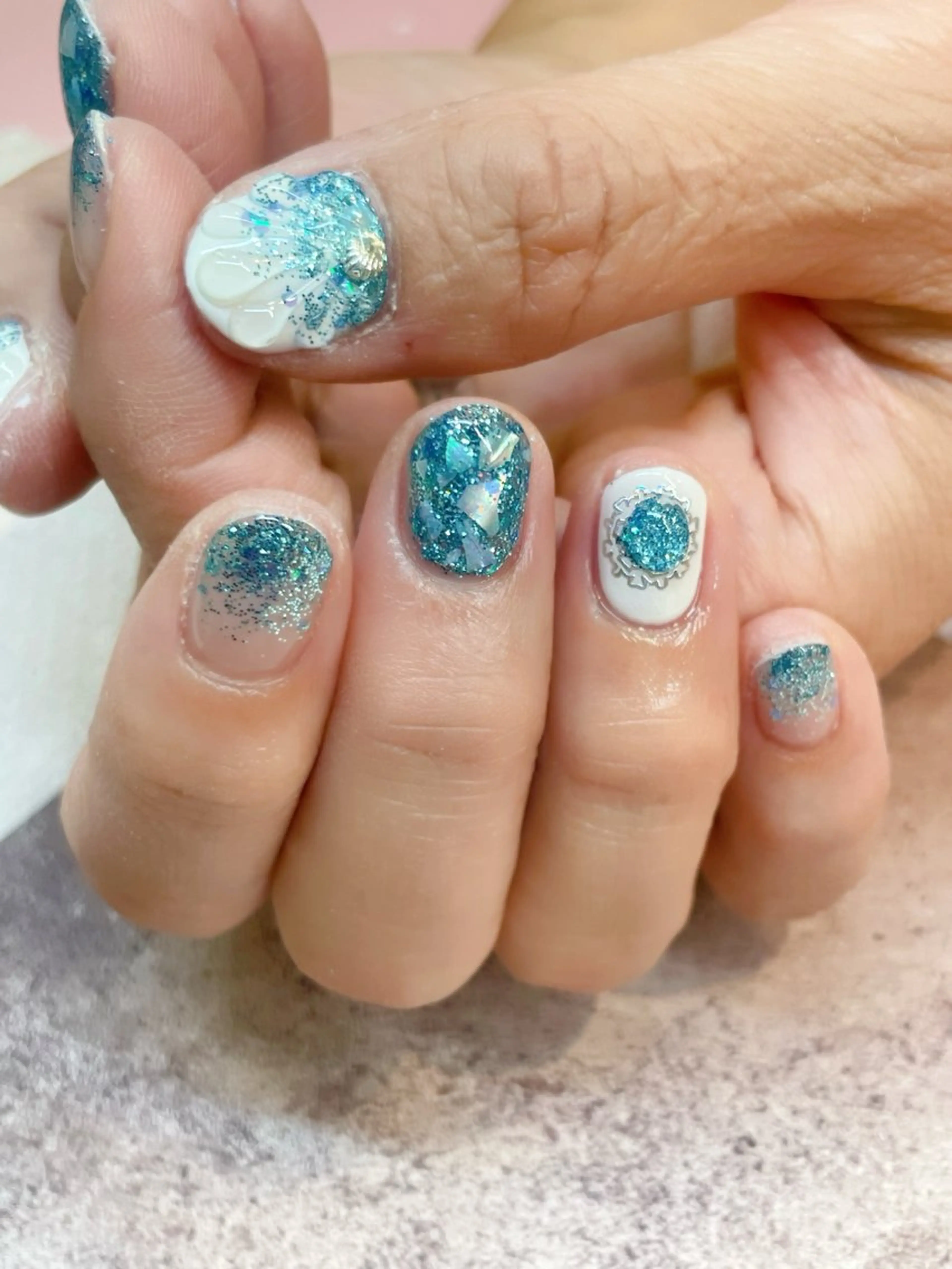 ネイル ブルー 夏ネイル ハンドネイル Elm beauty salonのその他イメージ