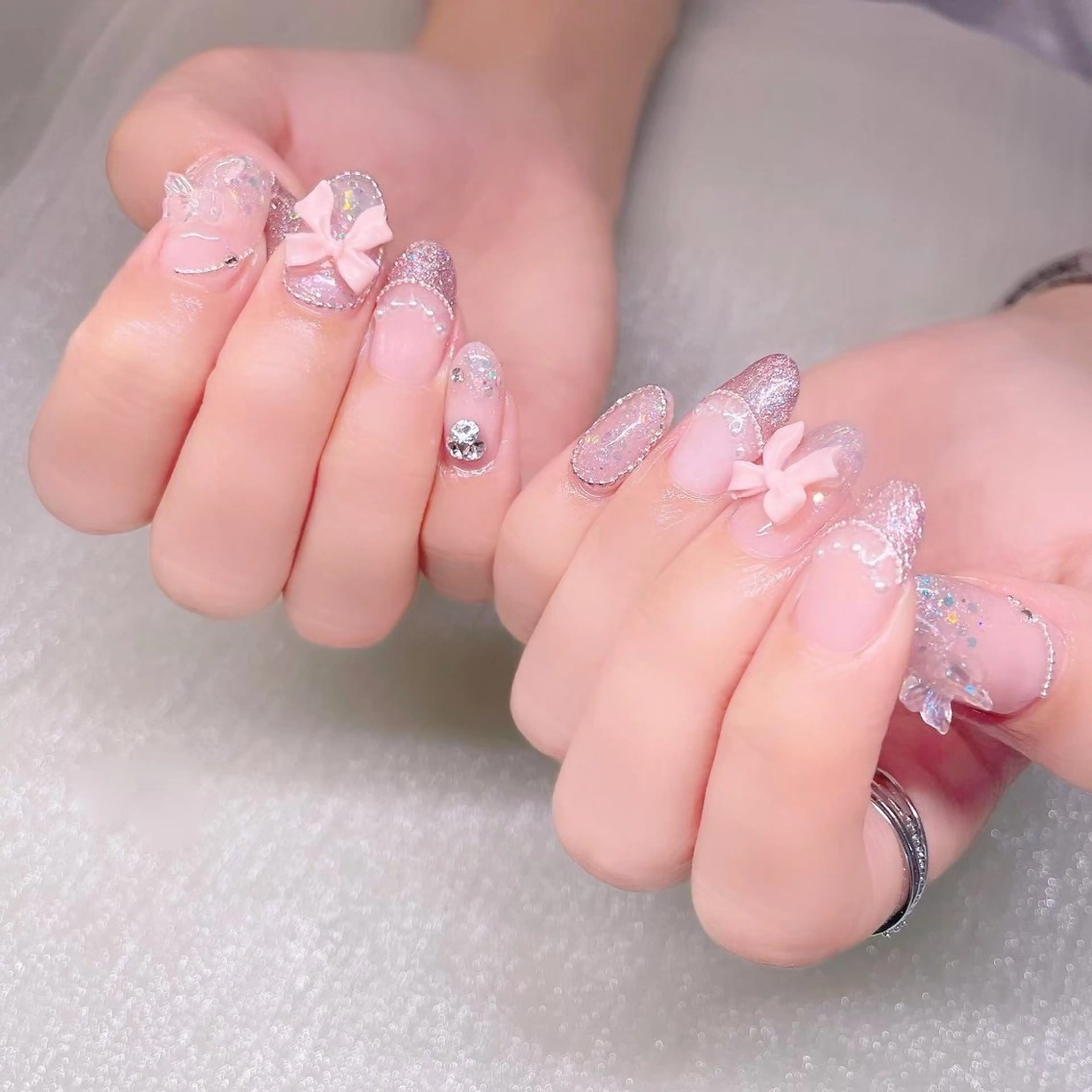 ネイル リボン ハンドネイル Nailist SUZU所属・Nailist suzuのネイルデザイン