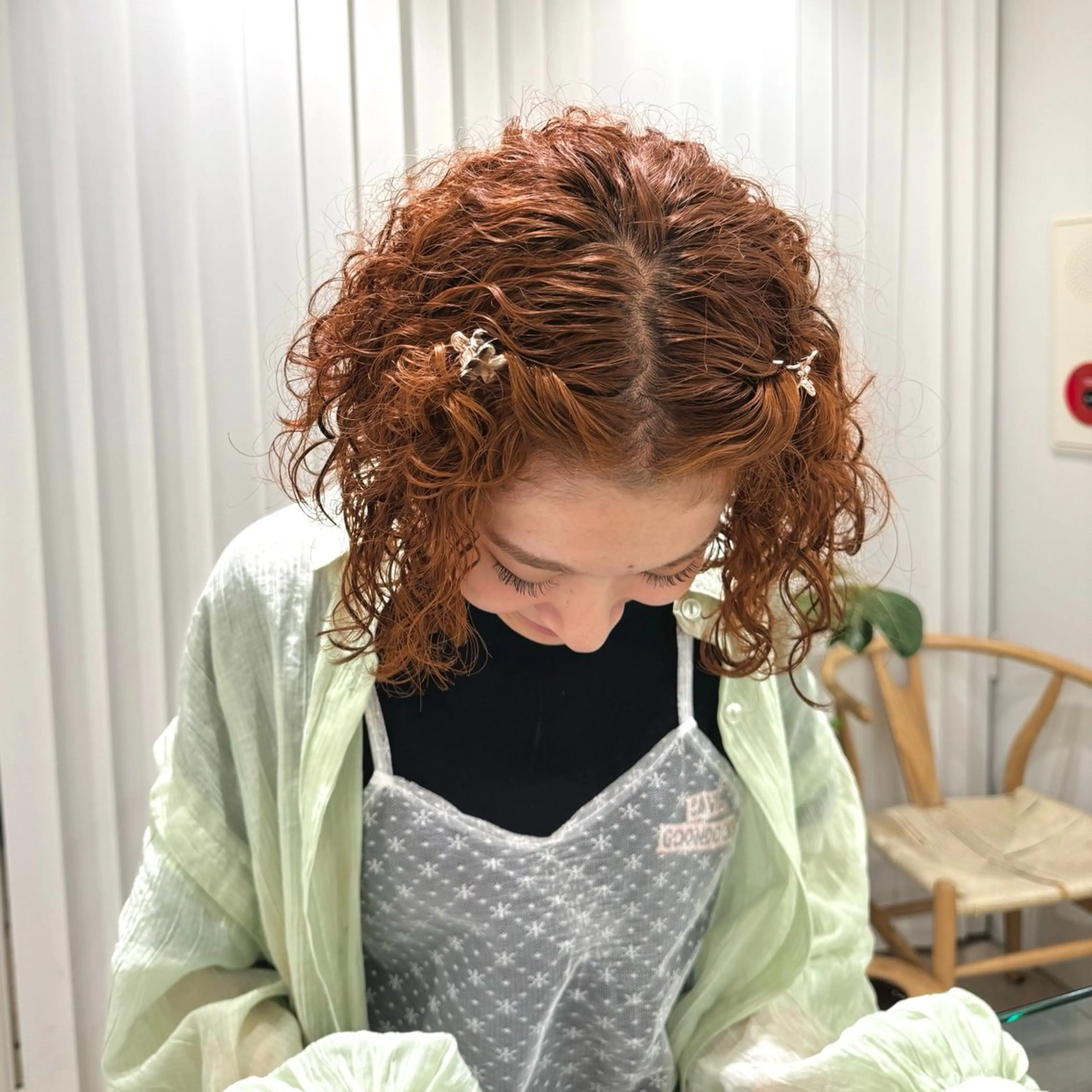 セミロング カラー ヘアアレンジ 🐰あみ【艶カラー/ 縮毛矯正】🫧のヘアスタイル