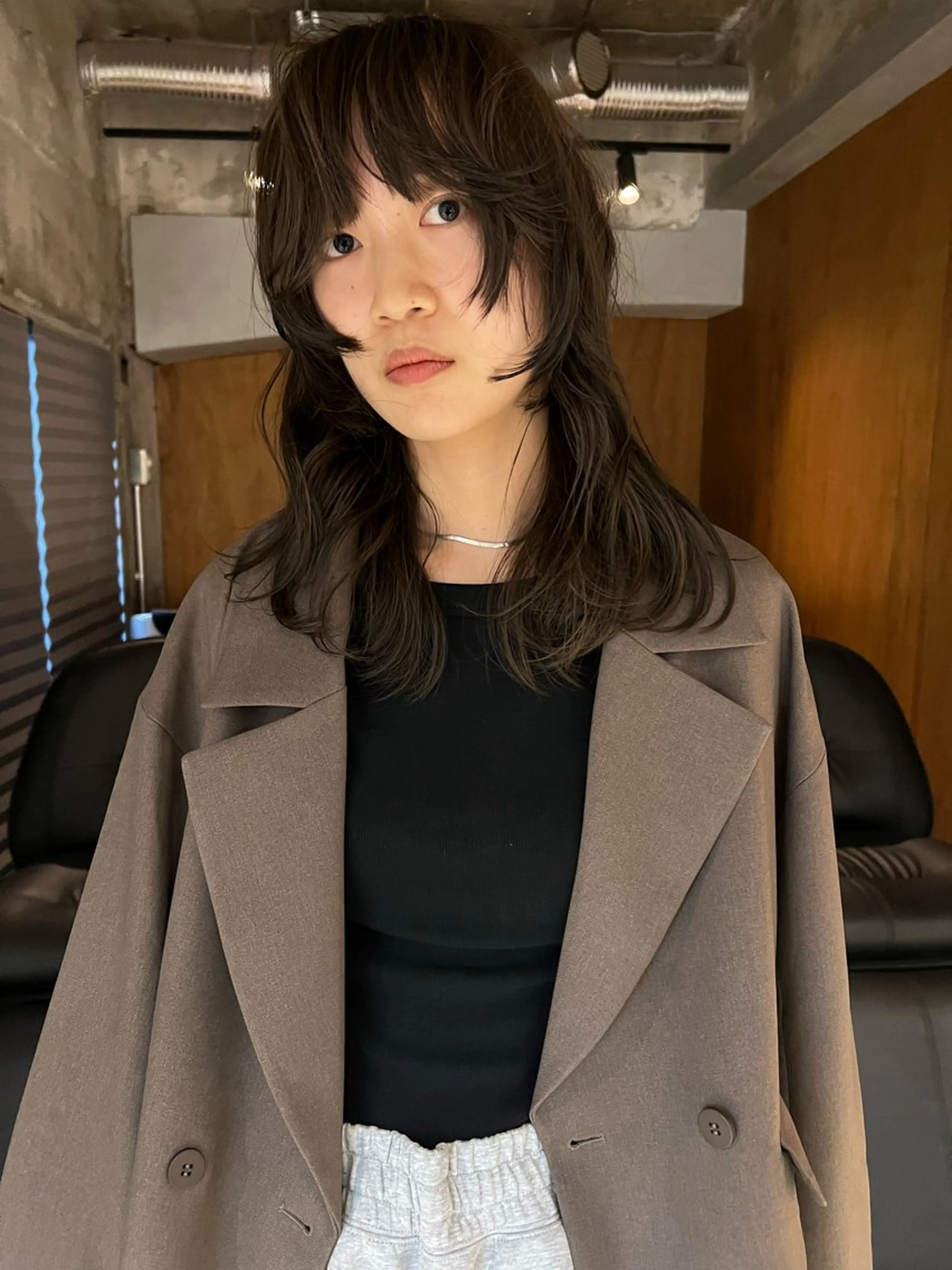 セミロング セミロングパーマ レイヤーカット カット トリートメント タナカ レイのヘアスタイル