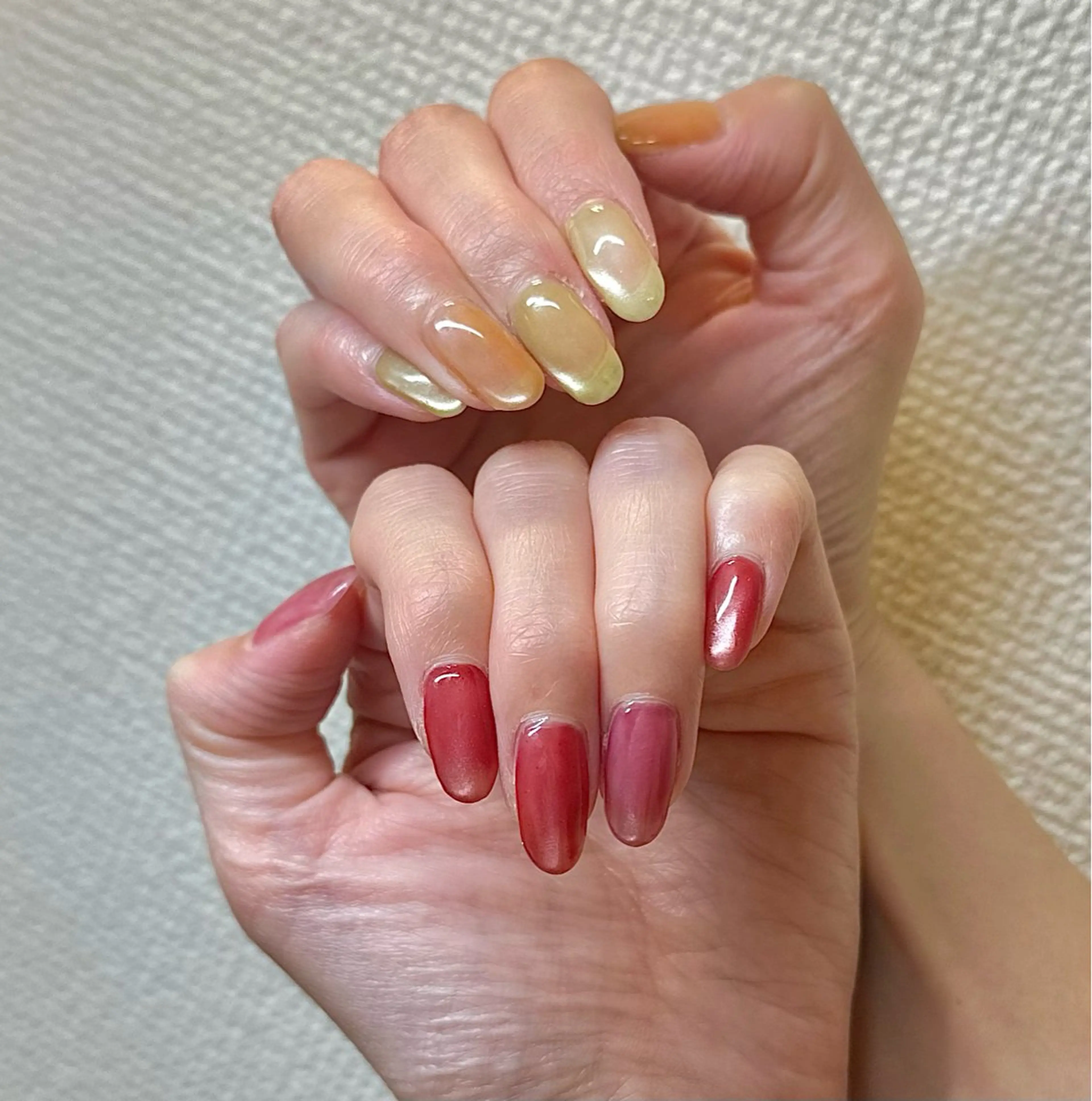 ネイル チークネイル フラッシュネイル ジェルネイル グラデーション 韓国ネイル ハンドネイル m_nail所属・O Mayaのネイルデザイン