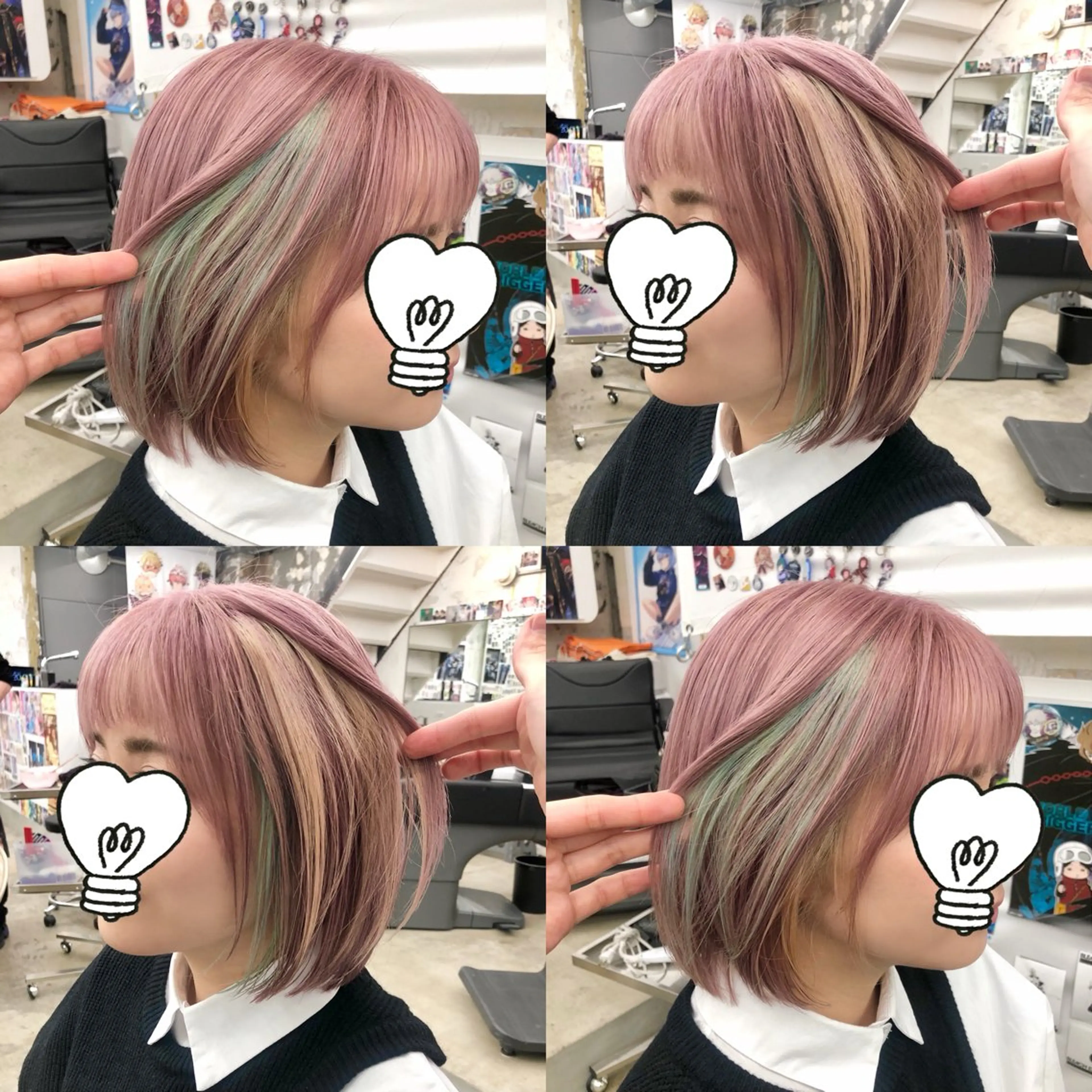 ショート カラー ベージュカラー ブリーチ ミント ミントグリーン ペールベージュ カット ヘアカラー トリートメント 推しカラー✨ オタク美容師ユウカのヘアスタイル