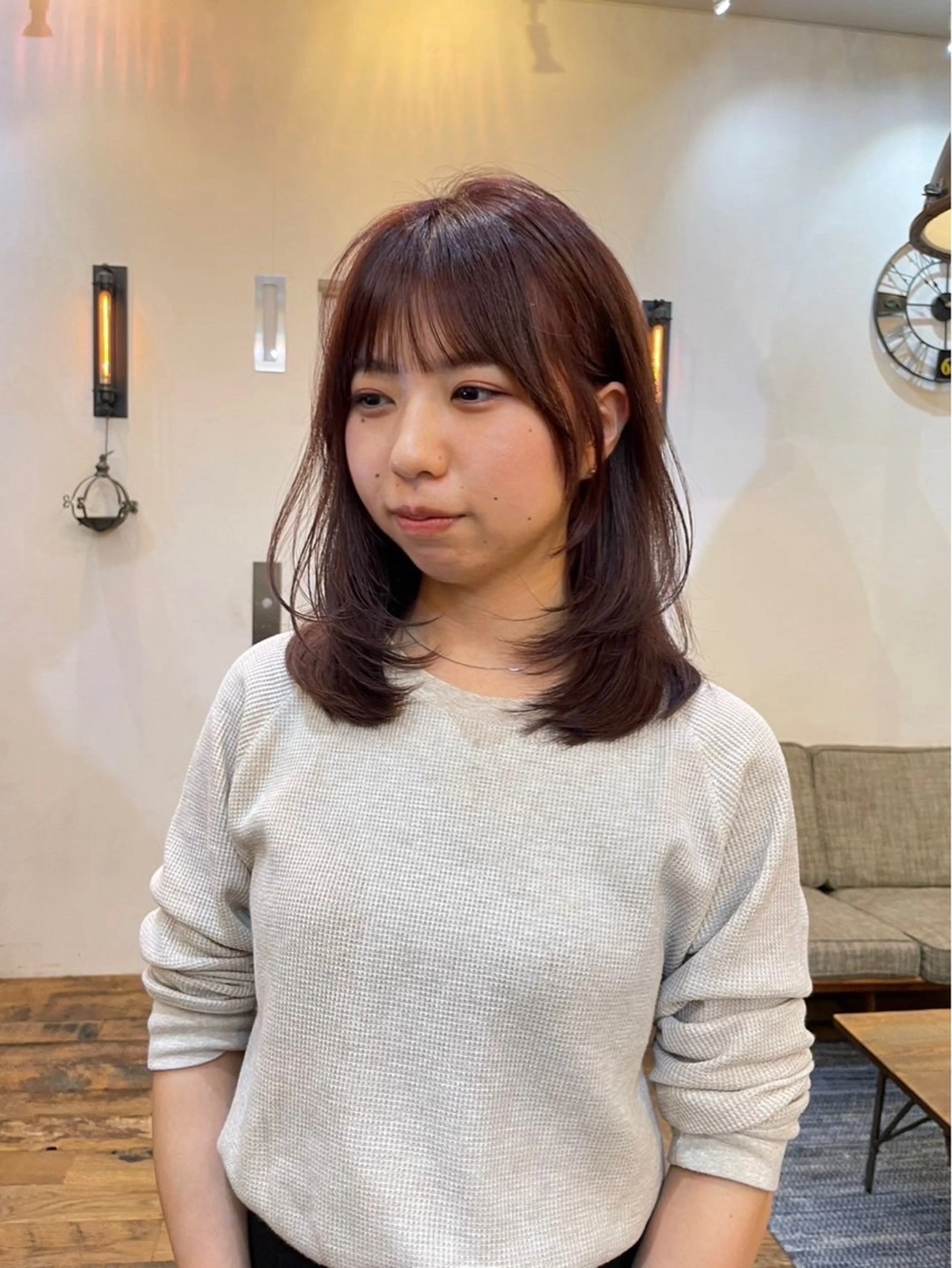 セミロング 韓国風ヘア レイヤーカット 似合わせカット‪// 鶴我万唯華のヘアスタイル