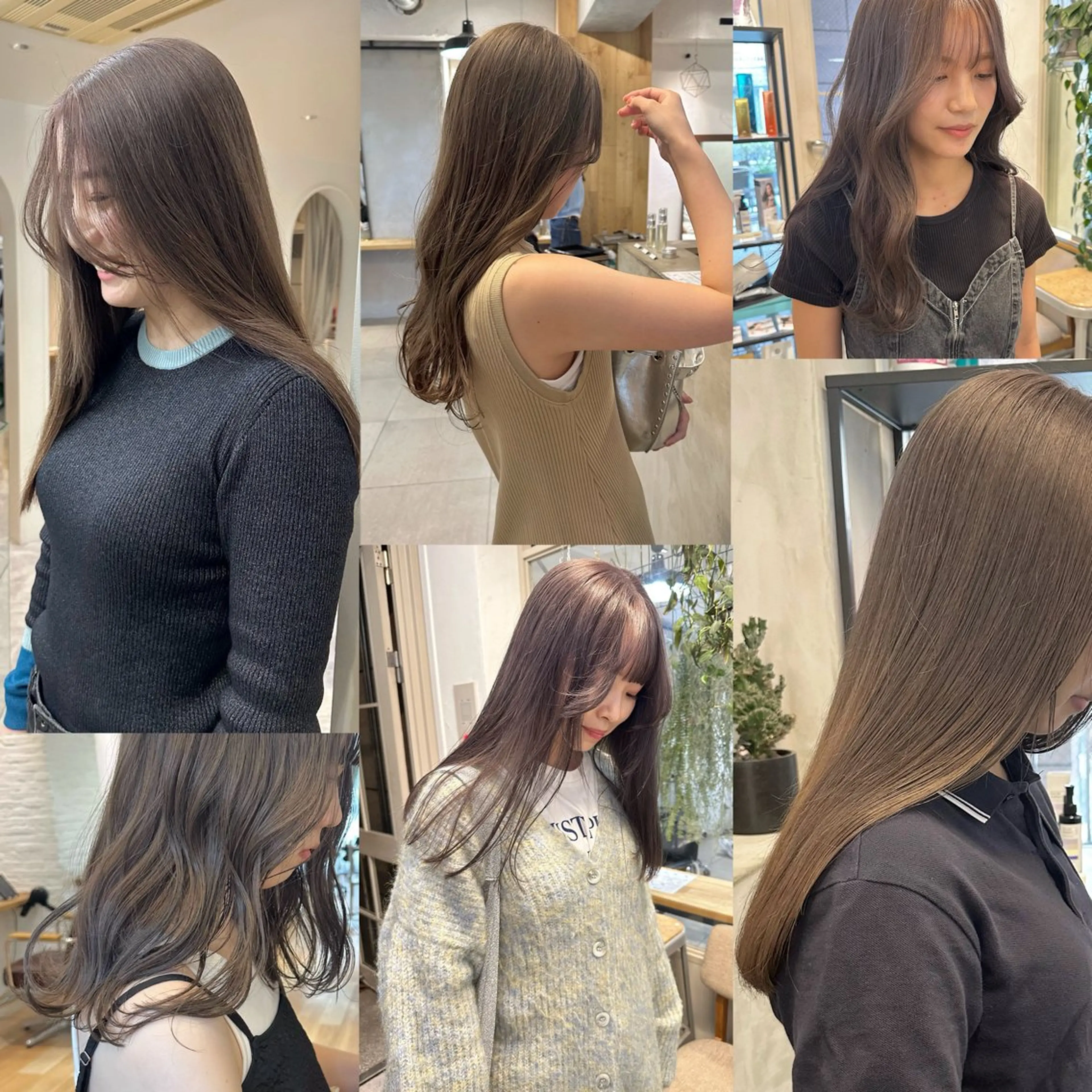 セミロング カラー ベージュカラー ブリーチ グレージュ ラベンダーカラー ピンクカラー REINA☁️透明感 カラー/ぷつっと♡のヘアスタイル