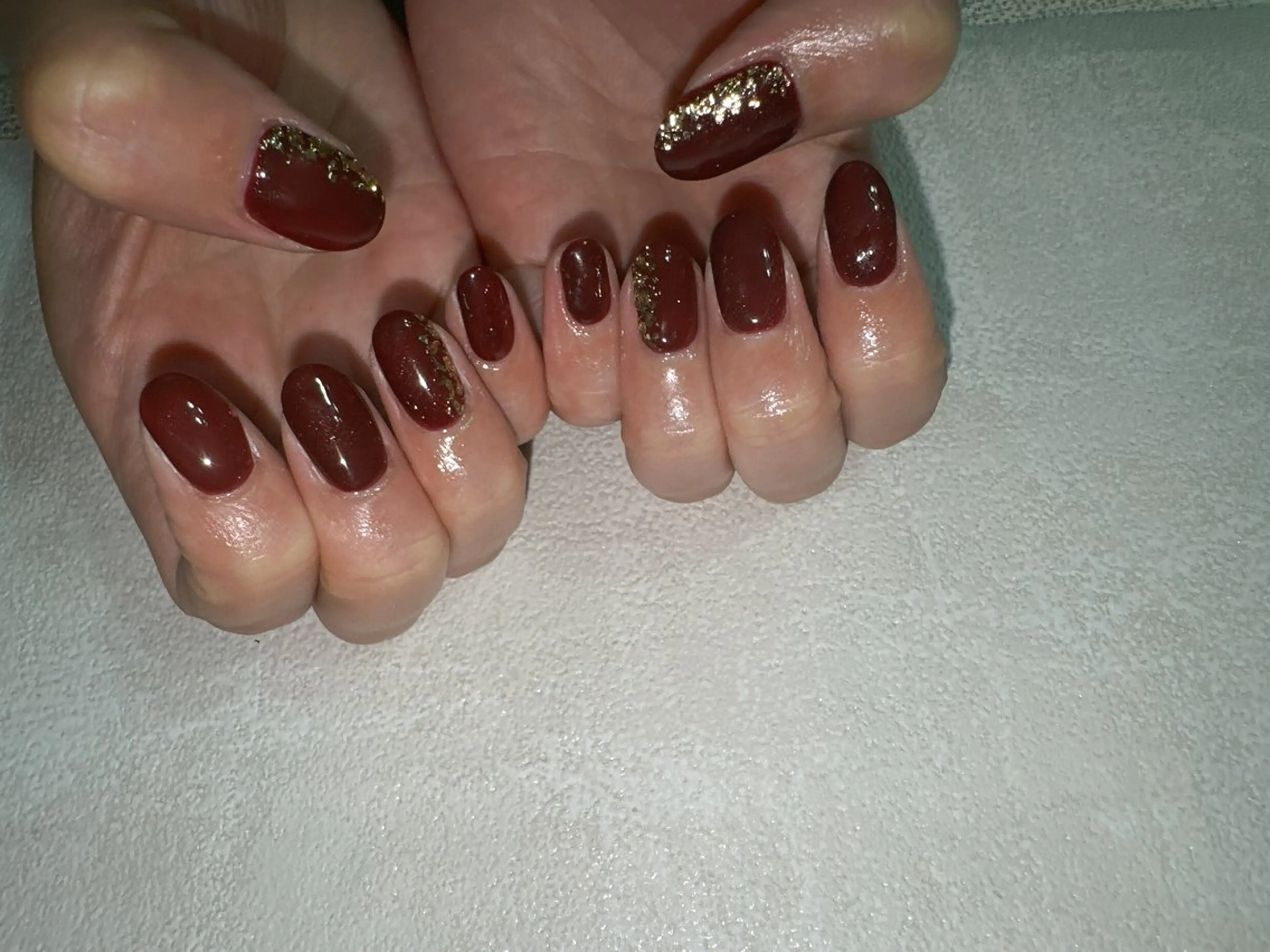 ネイル オーロラネイル ボルドー フットネイル フレンチネイル ジェルネイル ハンドネイル kikinail 溝の口のネイルデザイン