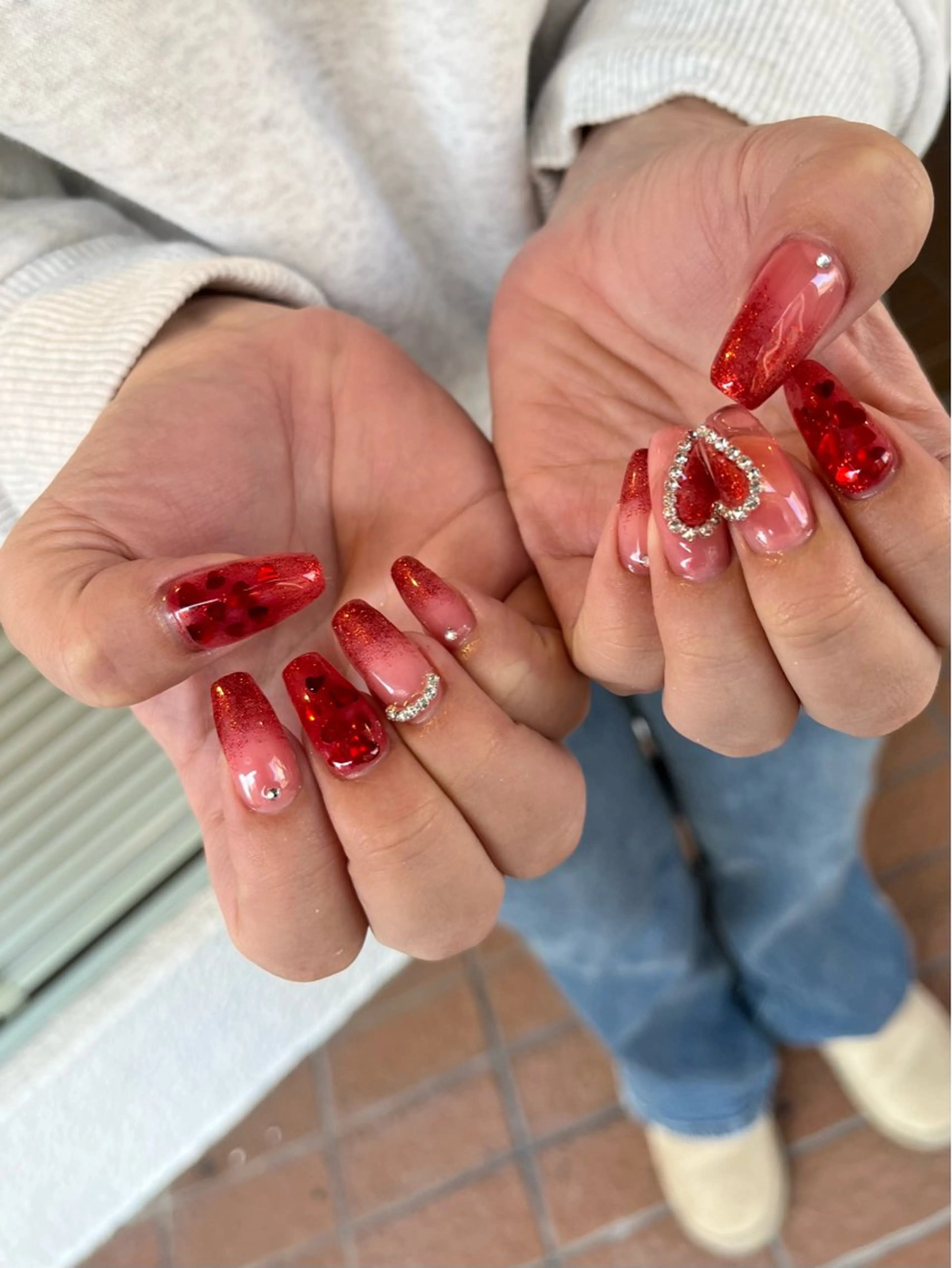 ネイル ハート バレンタイン ハンドネイル ballie／小野原 なつみのネイルデザイン