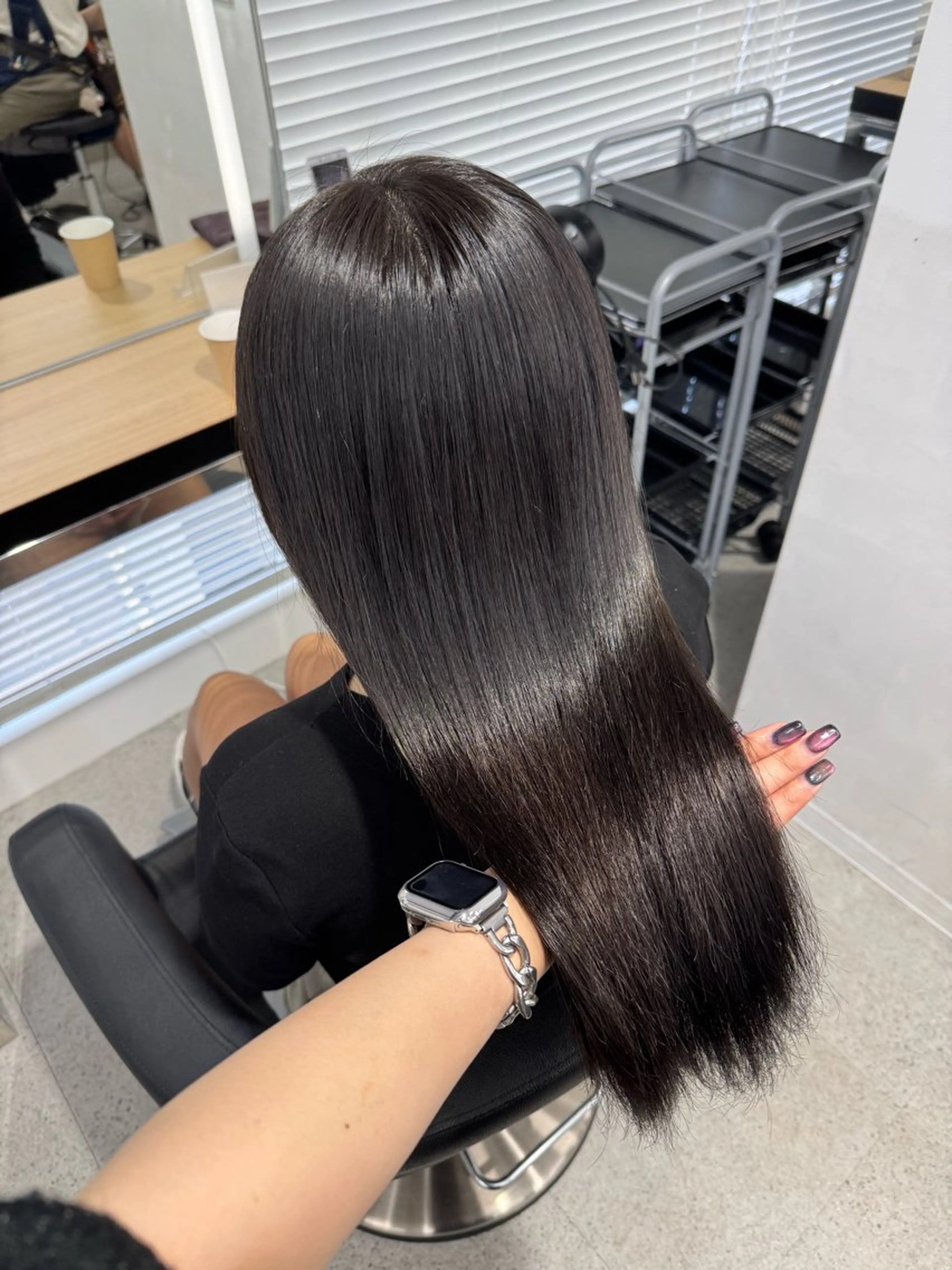 ロング カラー カット ヘアカラー トリートメント 暗髪🩶ラベンダー/ ブルー/ユウナ🤍のヘアスタイル