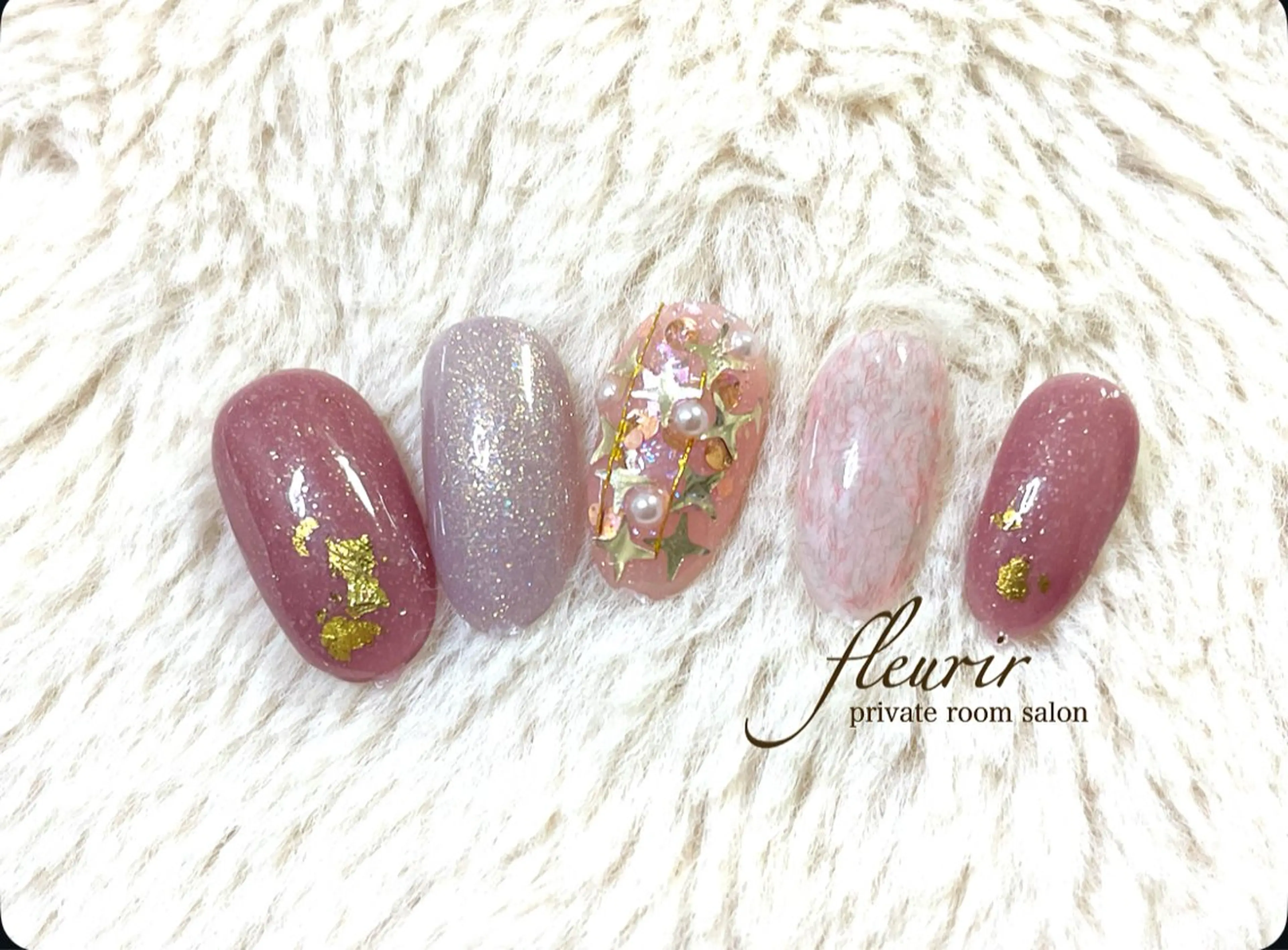 ネイル ホログラムネイル ラメ(グリッター) パープル シルバー フルリール 【プライベートサロンのネイルデザイン