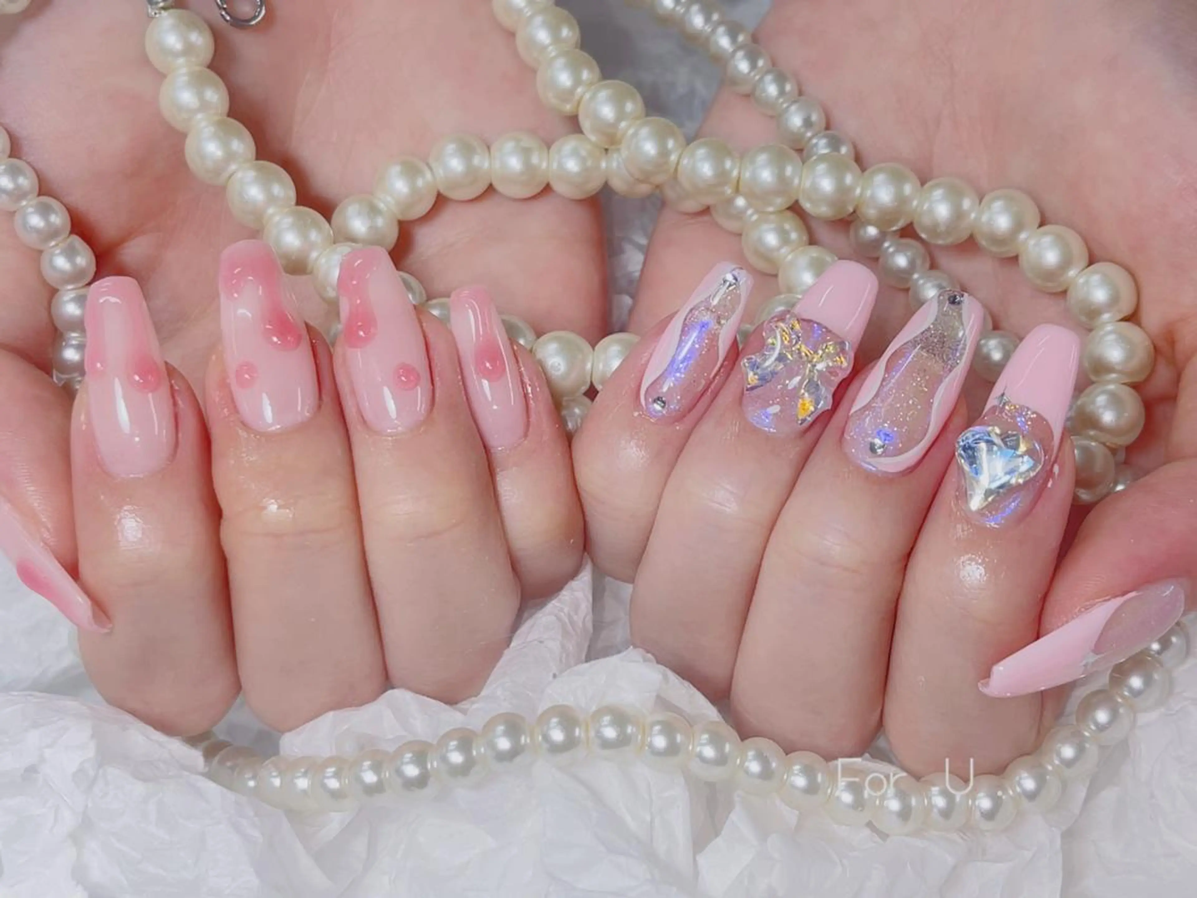 ネイル アートネイル 成人式 長さ出し フットネイル ジェルネイル ハンドネイル ハンドケア For U nail スカルプ専門店のネイルデザイン