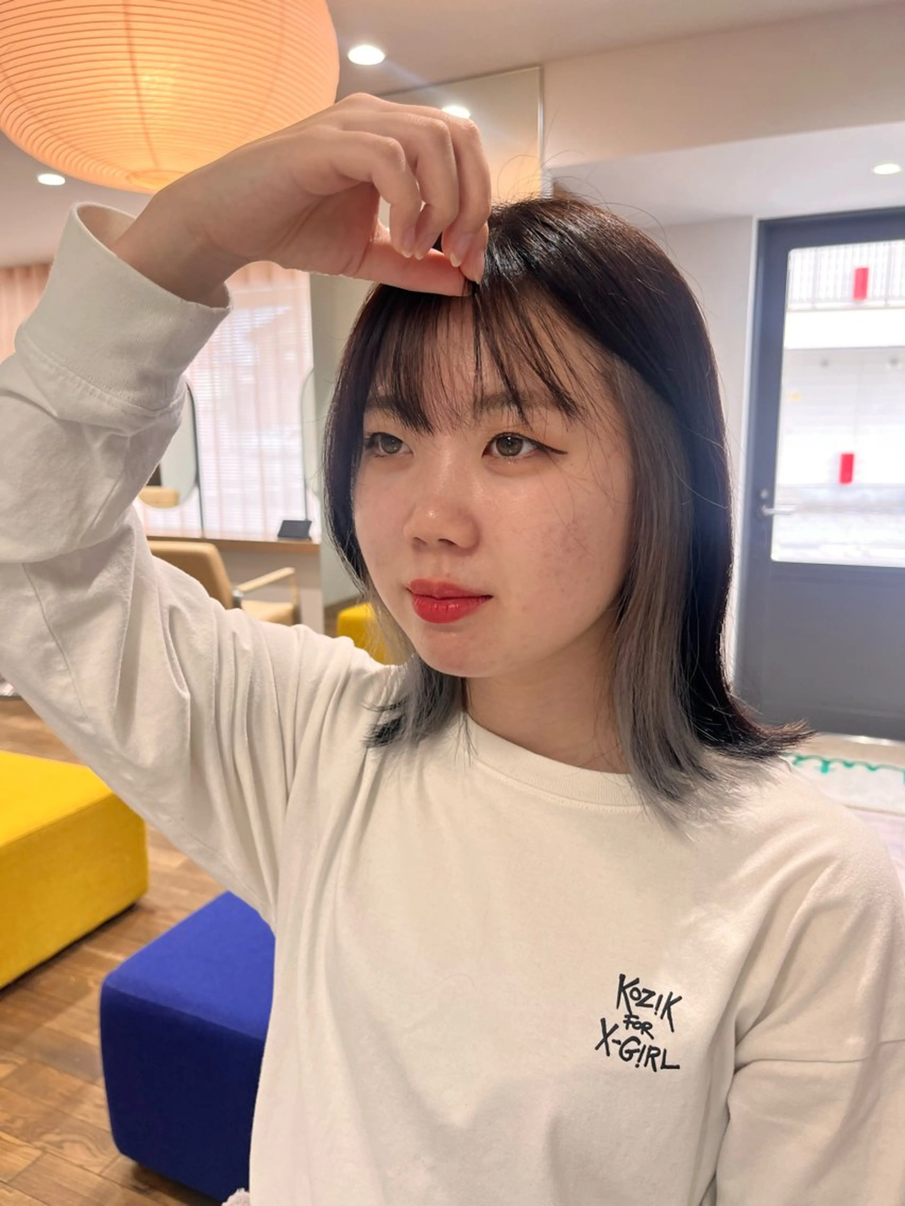 ミディアム カラー ブリーチ 透明感カラー ダブルカラー ヘアカラー 武村美咲/ 暖色/艶カラーのヘアスタイル