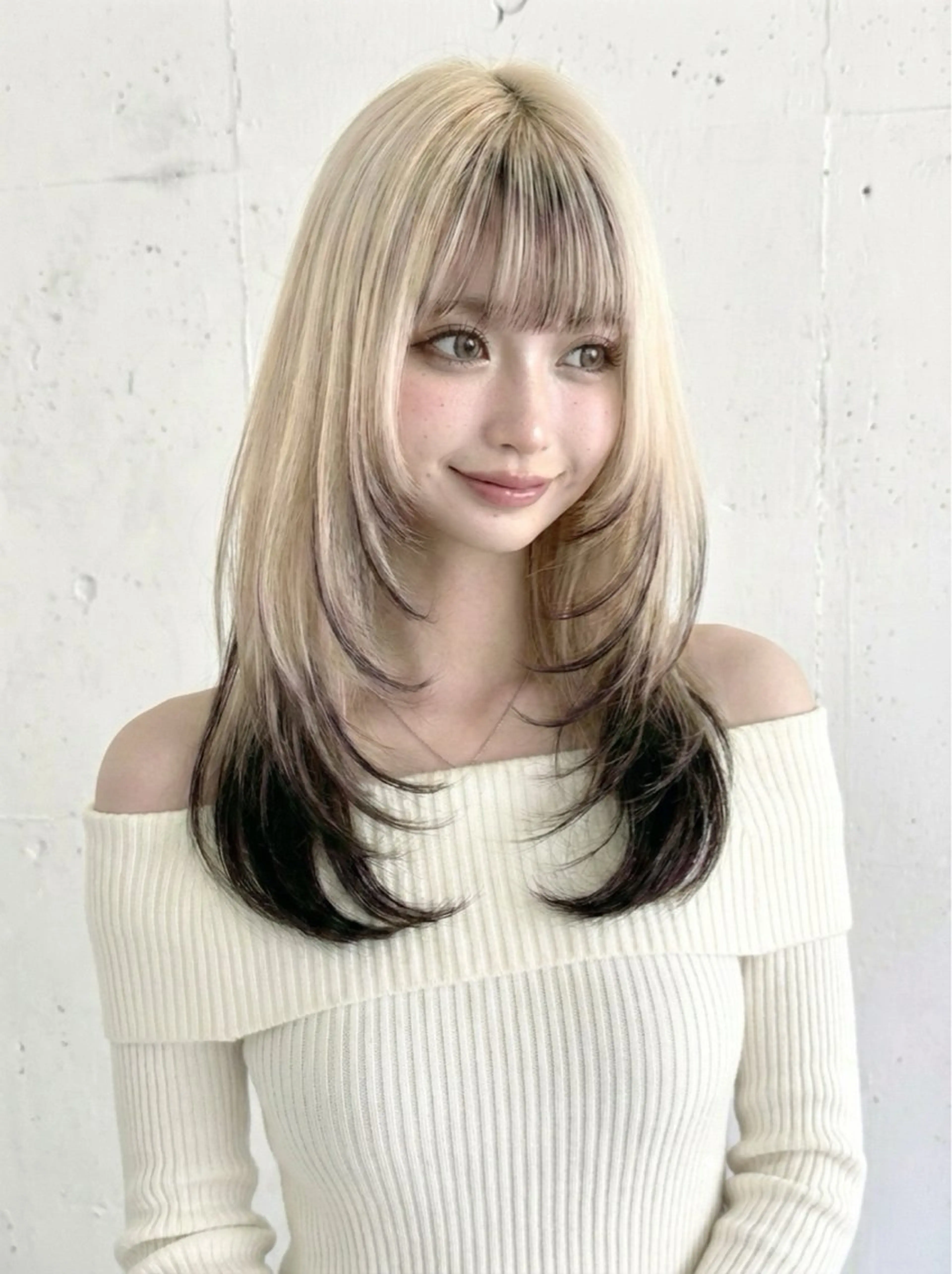 セミロング レイヤーカット ヘアカラー トリートメント ブリーチ毛に縮毛矯正 ✨カラー✨山田 正幸のヘアスタイル