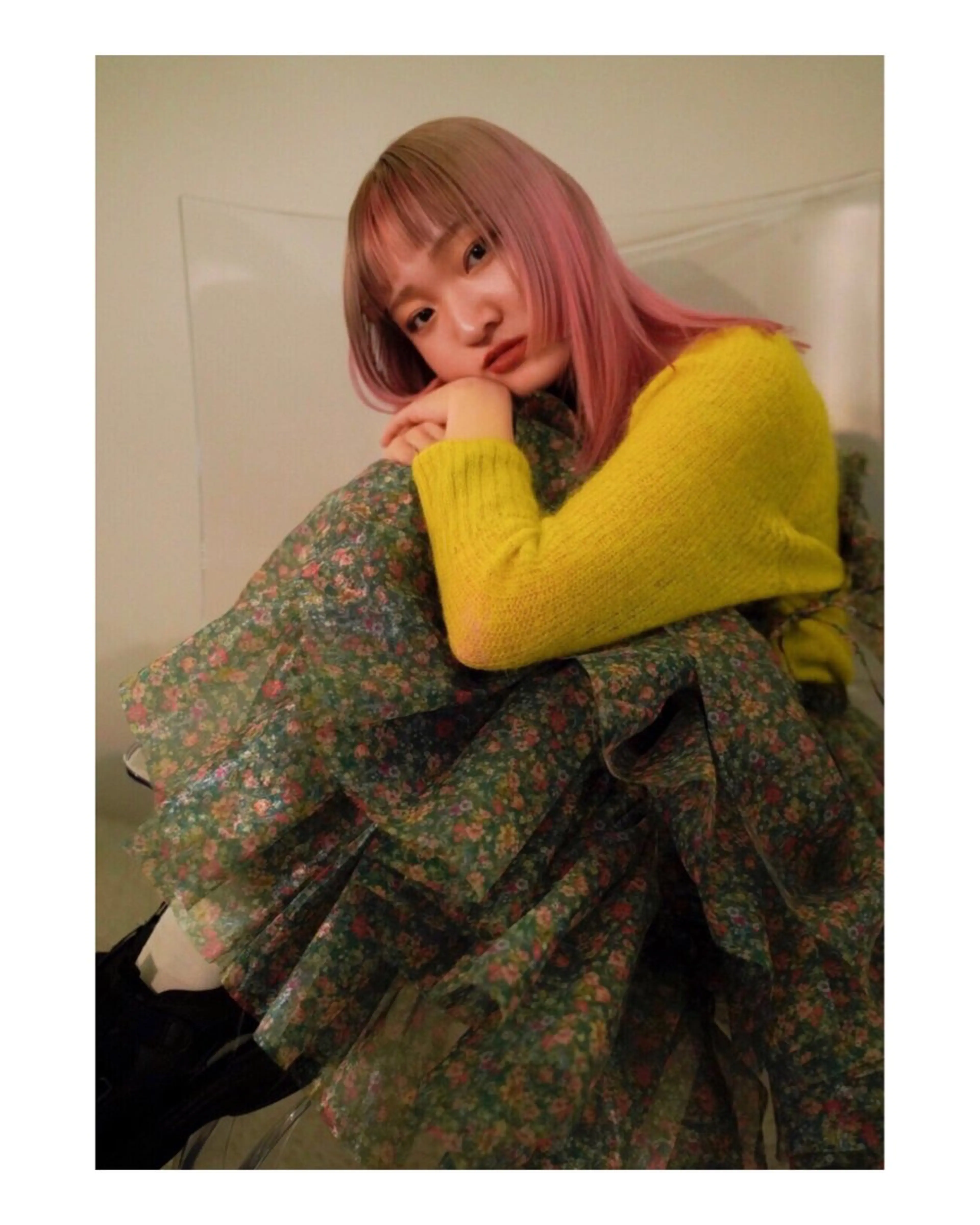 カラー ベージュカラー ダブルカラー グラデーションカラー ピンクカラー ハセガワ レナのヘアスタイル