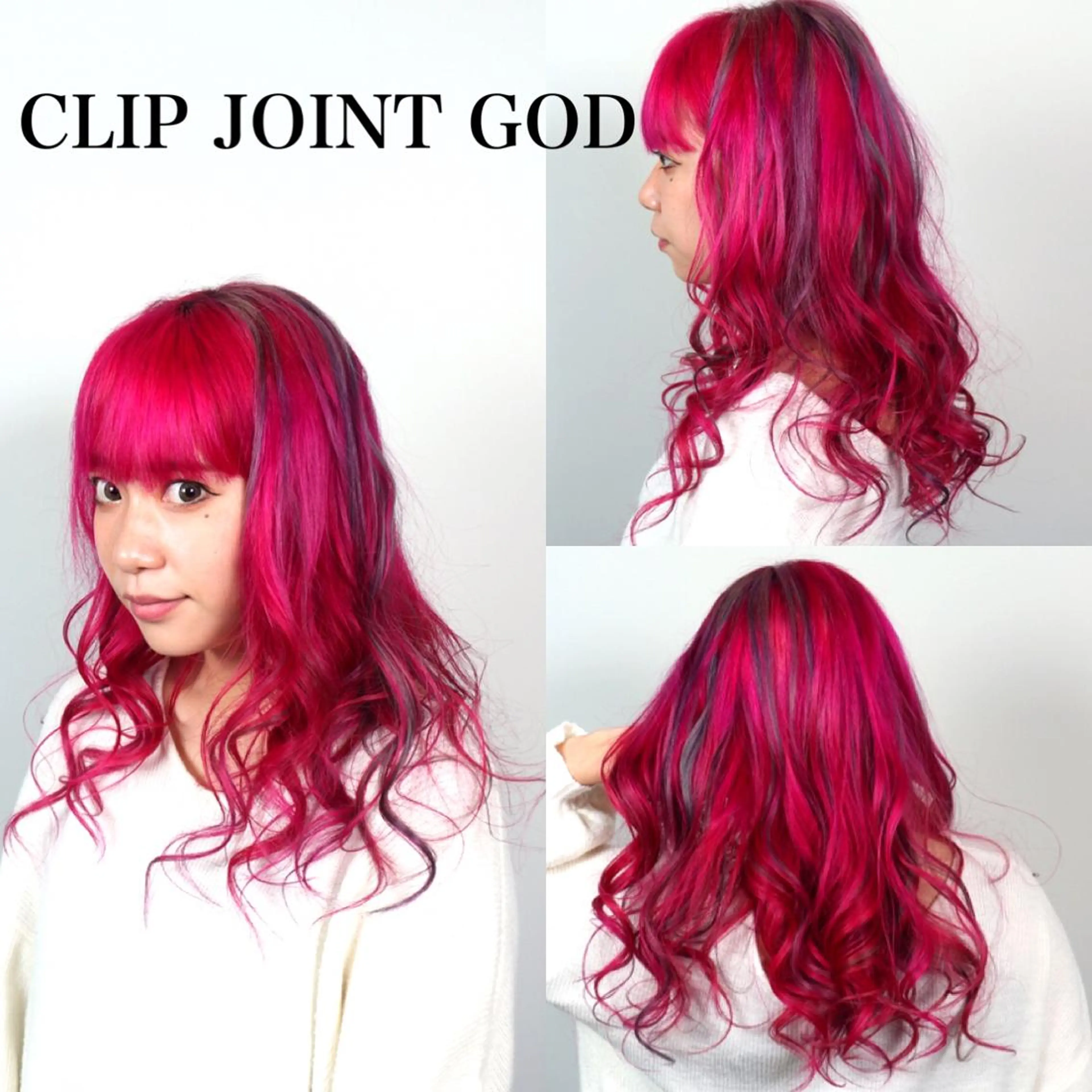 セミロング カラー ヘアアレンジ ブリーチ メッシュ ピンクカラー シルバー 秋葉 洸平のヘアスタイル