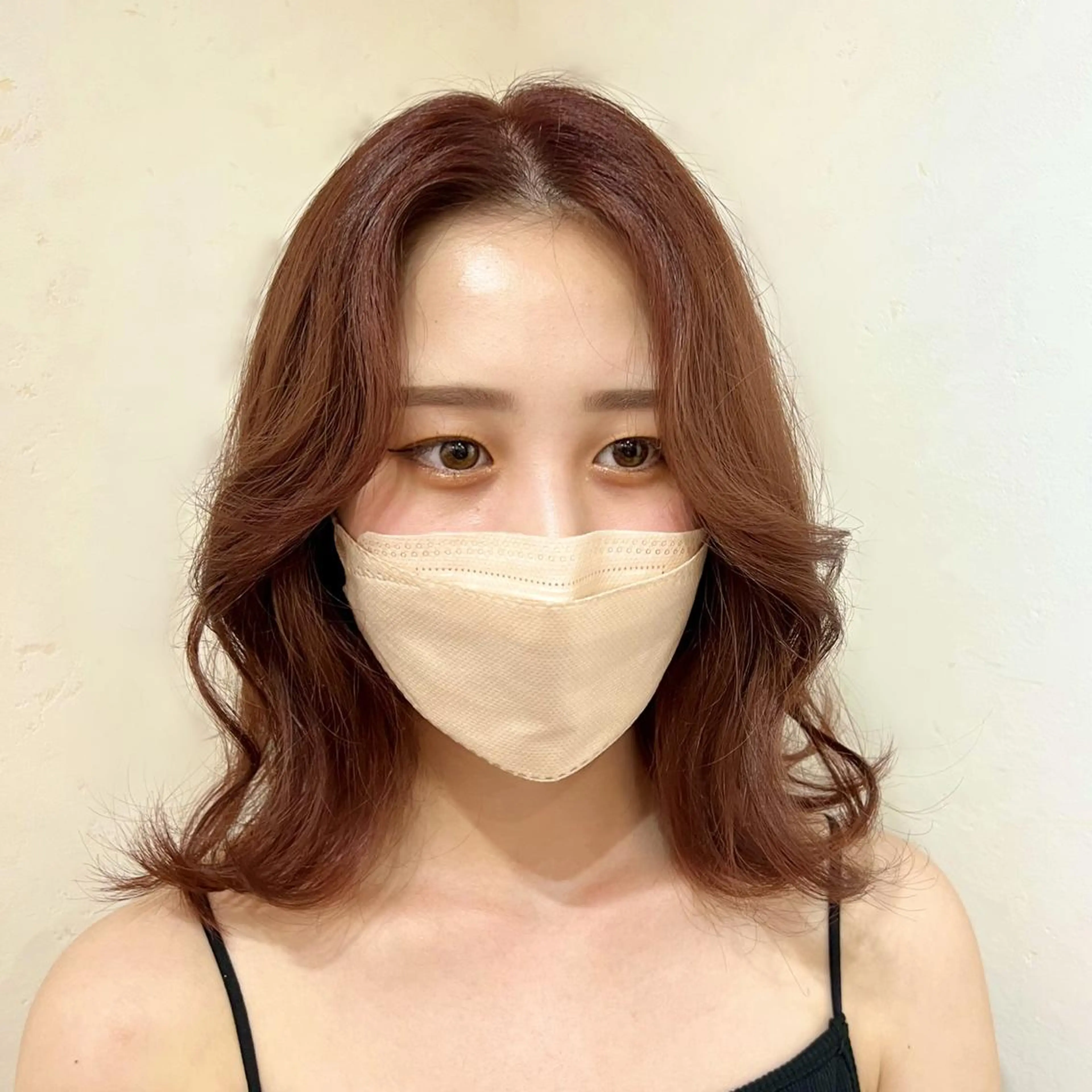 ミディアム カラー ヘアアレンジ 顔周りカット 韓国風ヘア honen RUKAのヘアスタイル