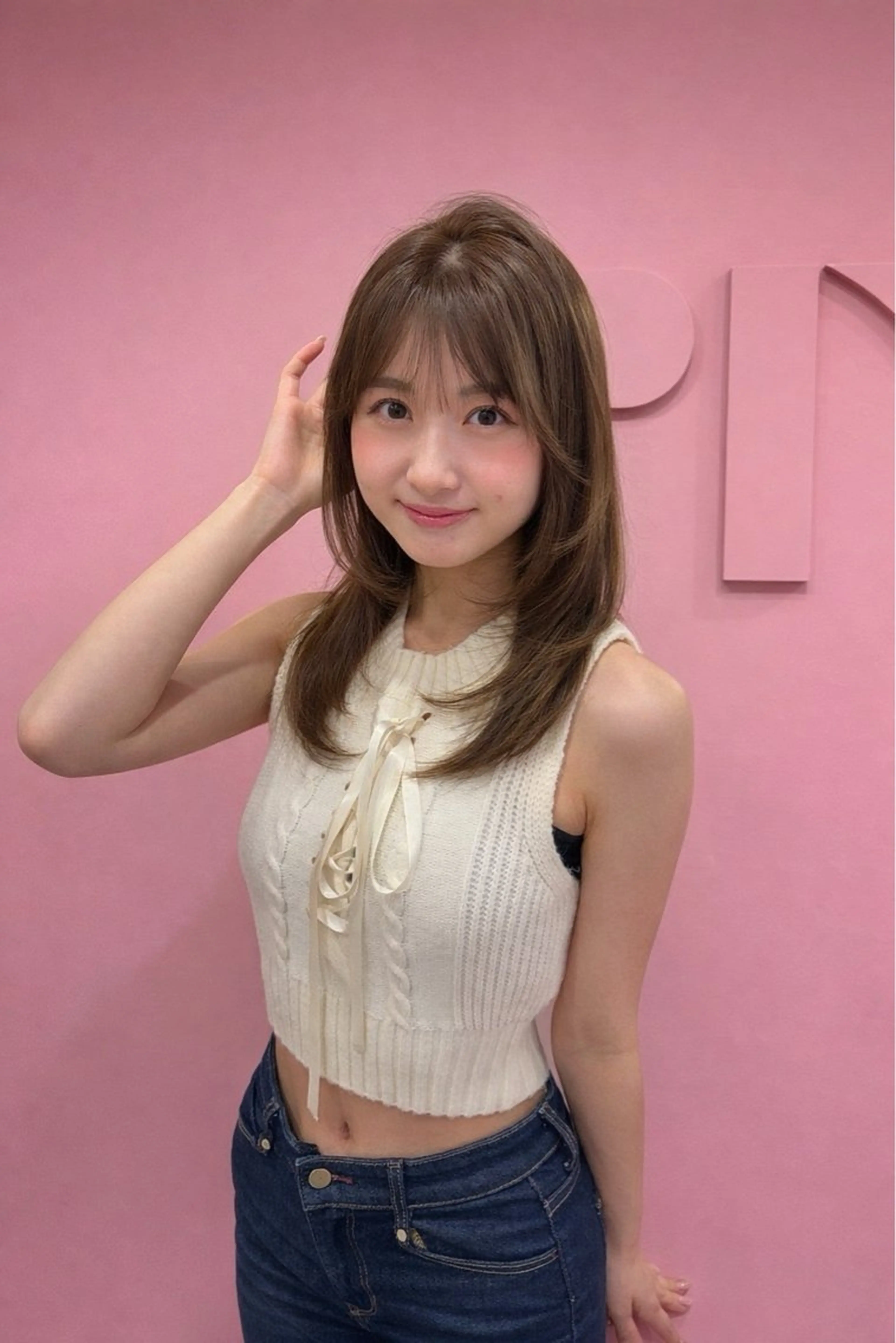 ミディアム 顔周りカット カット ヘアカラー 透明感カラー♡ 原宿美容室￤Rinaのヘアスタイル