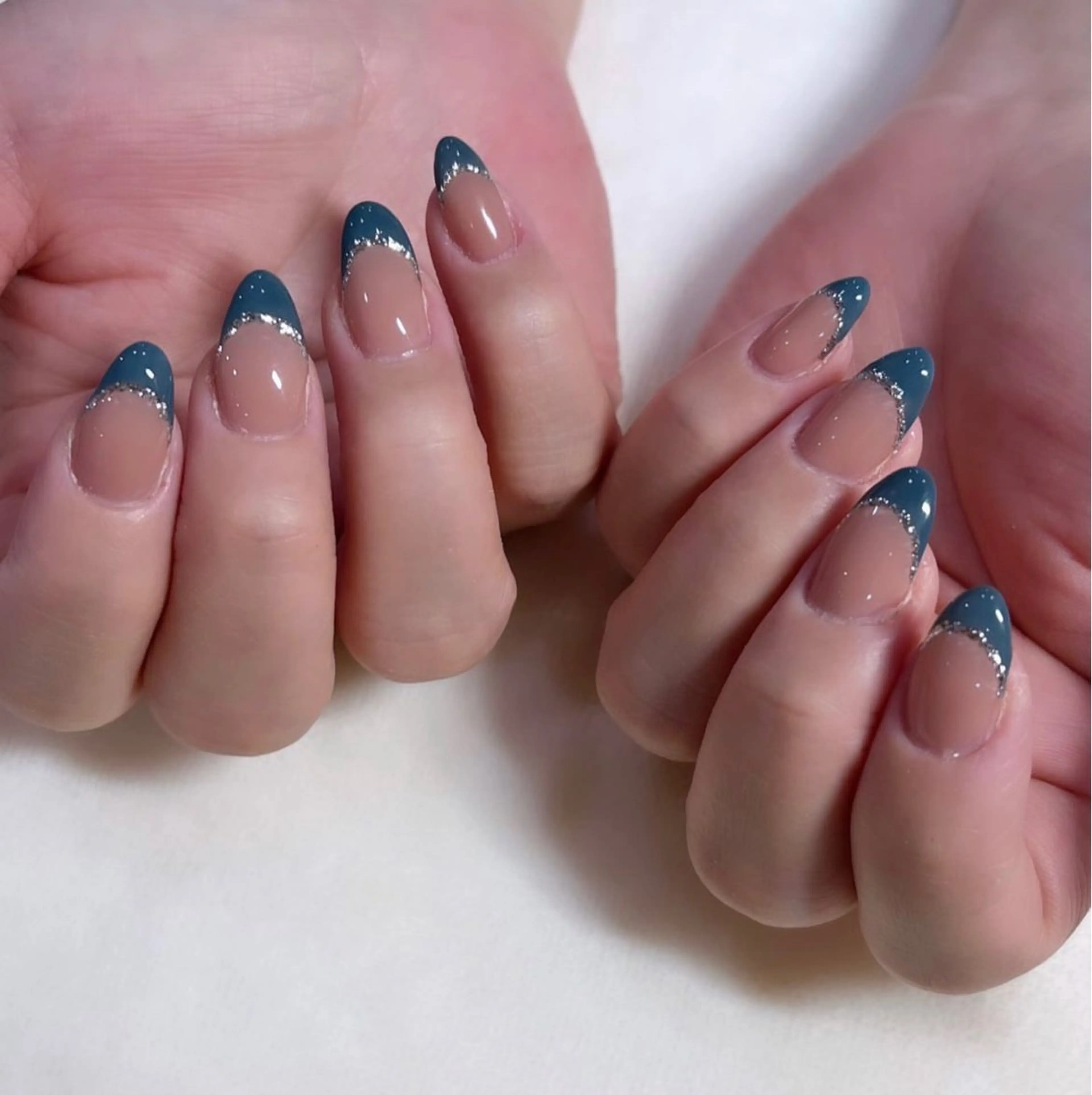 ネイル フレンチネイル ラメ(グリッター) miiiiiking-nail所属・賀城 美幸のネイルデザイン