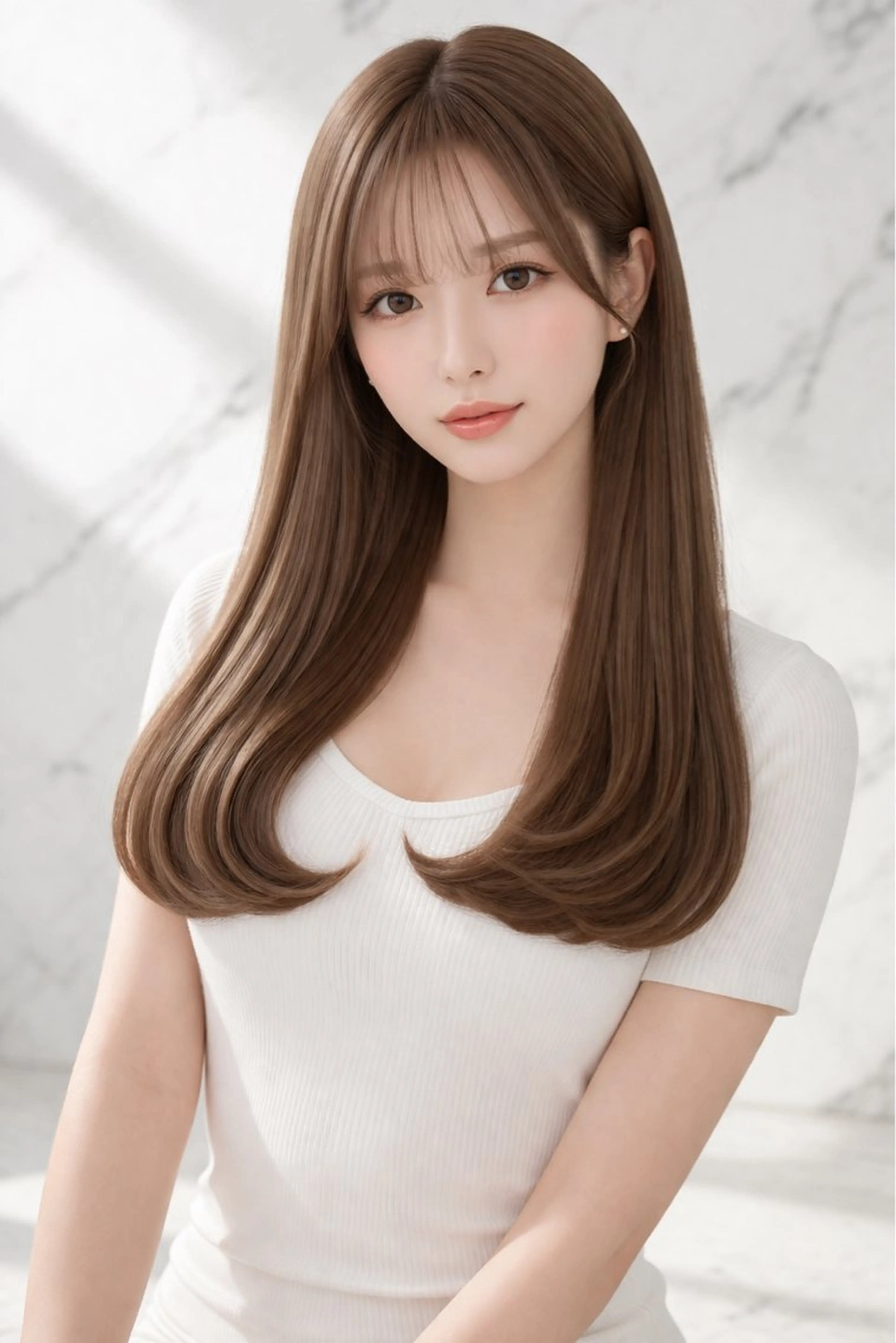 セミロング カット ワンホン韓国風レイヤ ー/表参道/みづきのヘアスタイル