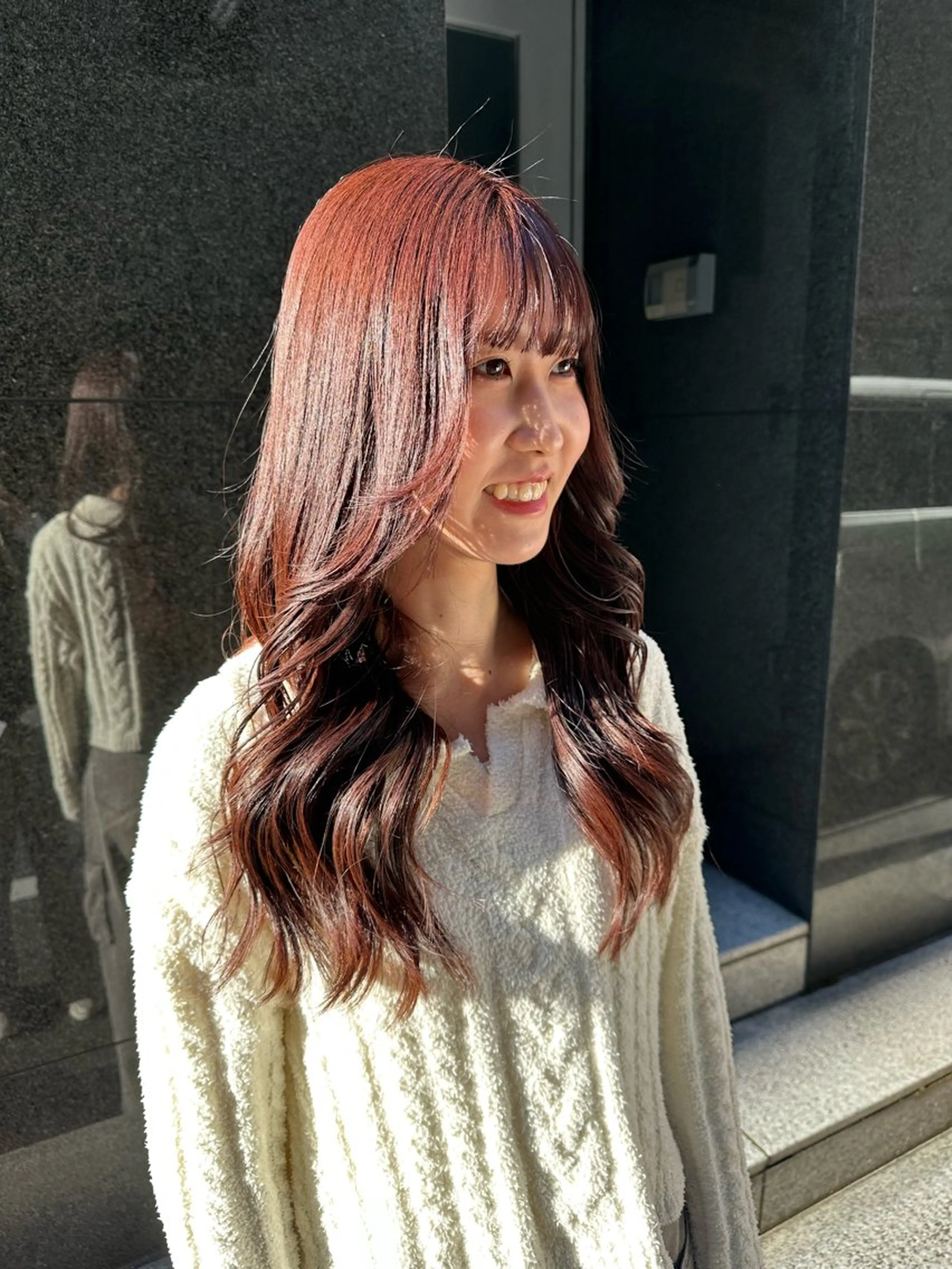 ロング カラー ヘアアレンジ タイトボブ個性派カラ ーAKANEのヘアスタイル