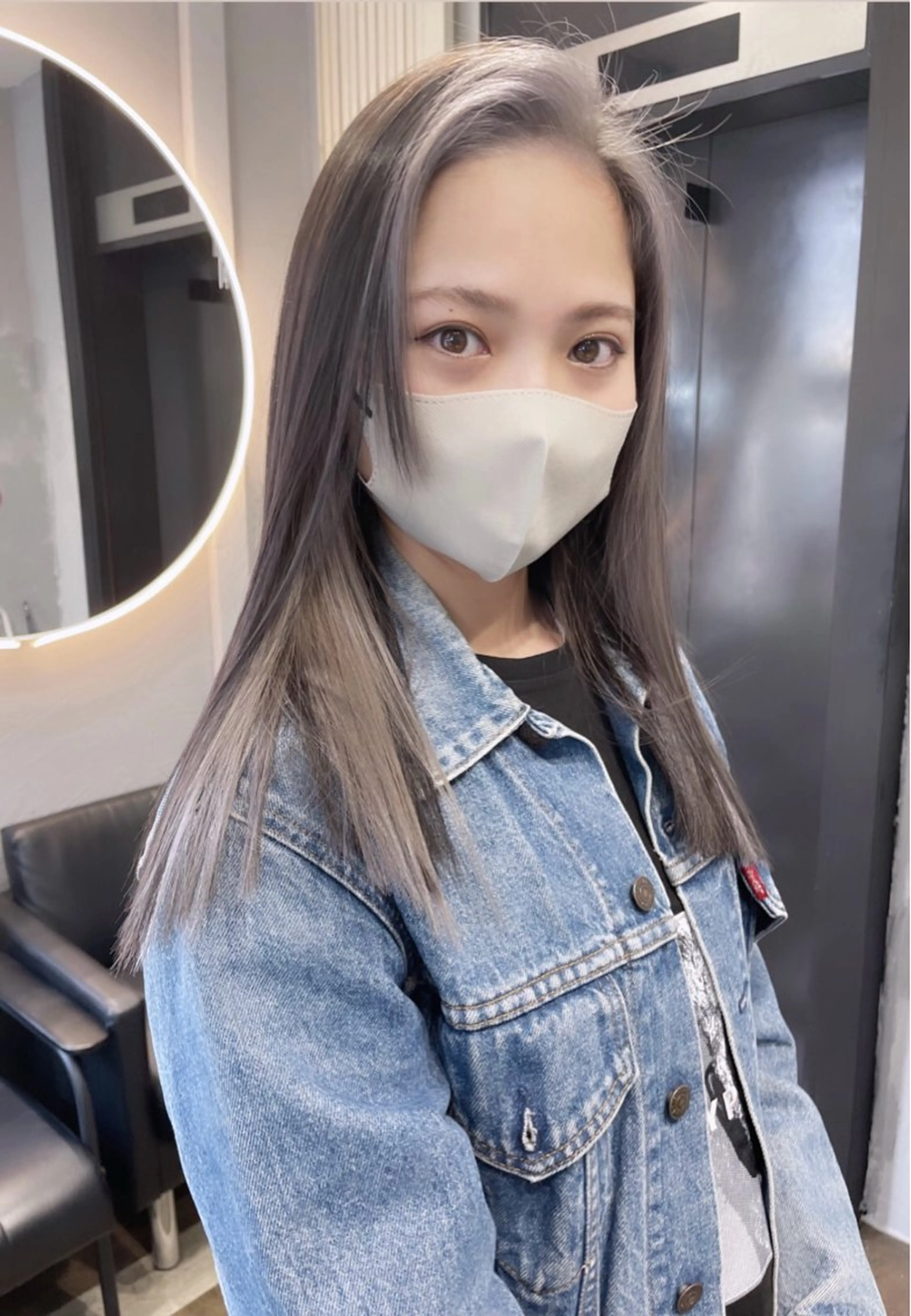 セミロング カラー ヘアアレンジ 切りっぱなしボブ ショートボブ ベージュカラー ブリーチ ケアブリーチ ヘアカラー トリートメント GiseL天神カラー 髪質改善/ブリーチのヘアスタイル