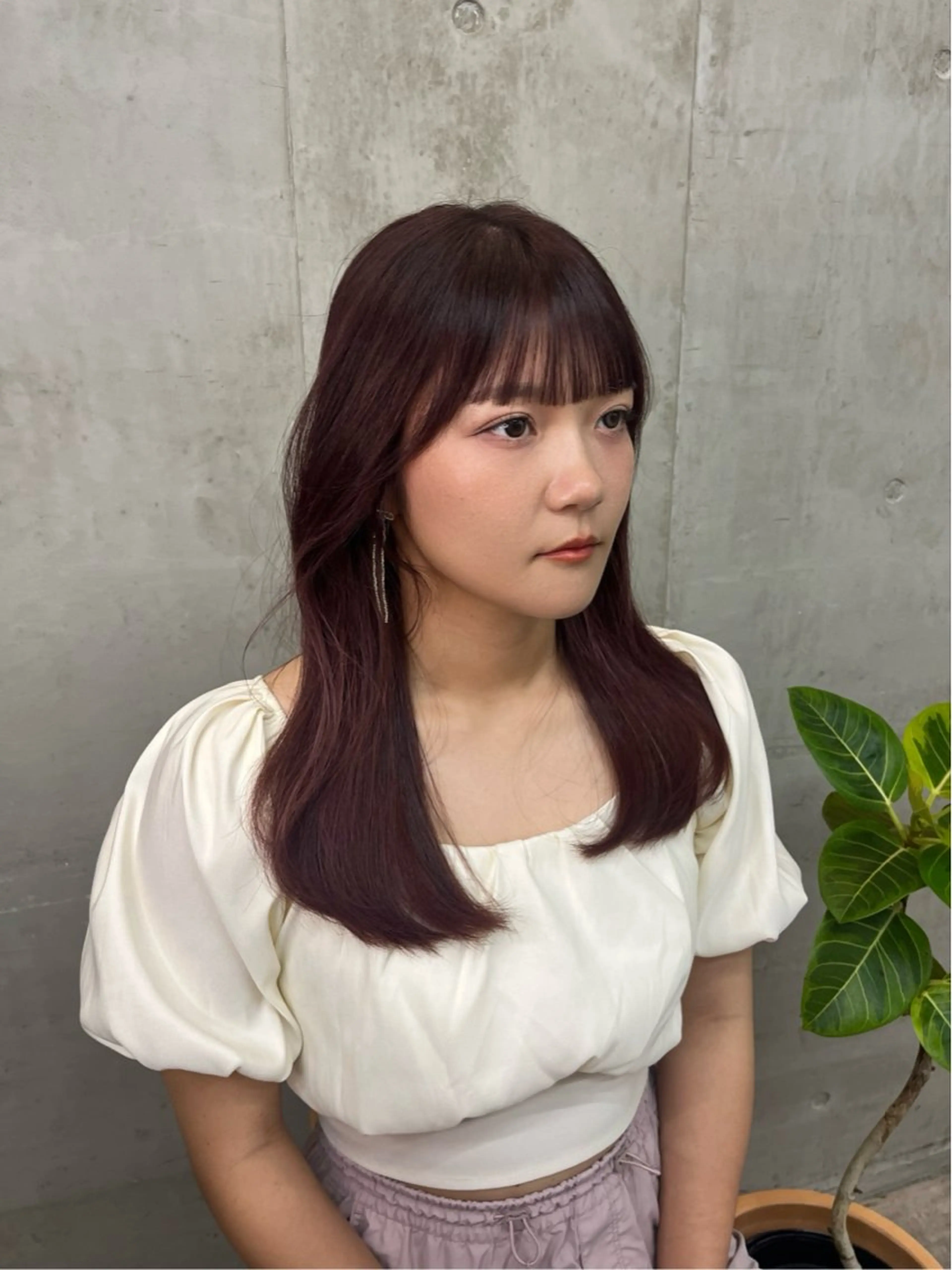 セミロング カラー 顔周りカット 韓国風ヘア 似合わせカット カット SALT WATER所属・🫐 𝐌𝐚𝐨 🫐似合わせcutのヘアスタイル