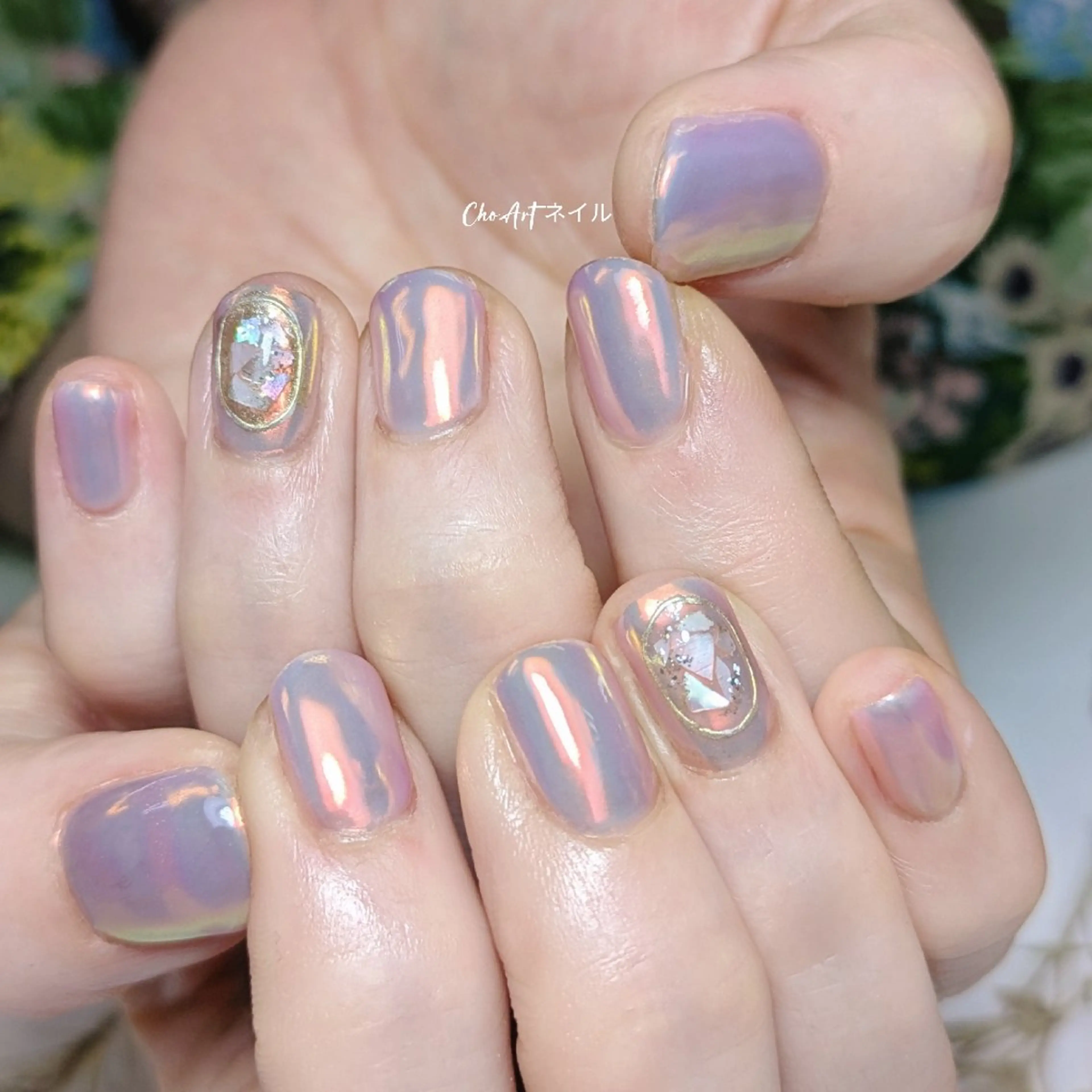 ネイル アートネイル オーロラネイル キラキラネイル ラメ(グリッター) ミラーネイル Cho Artネイル所属・ronronne .のネイルデザイン