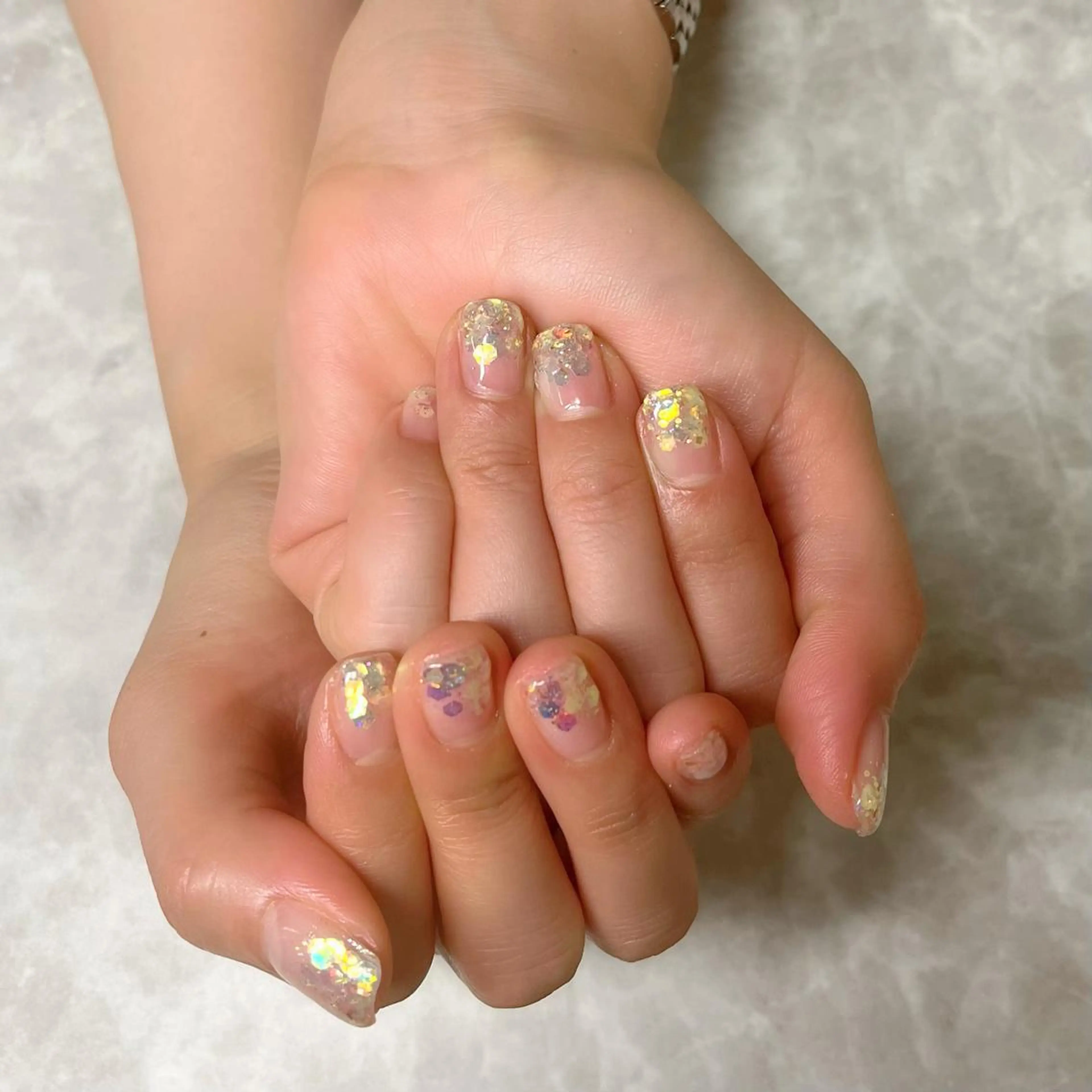 ネイル グラデーション ラメ(グリッター) ラメグラデーション ハンドネイル 自爪育成/深爪矯正 mikiのネイルデザイン