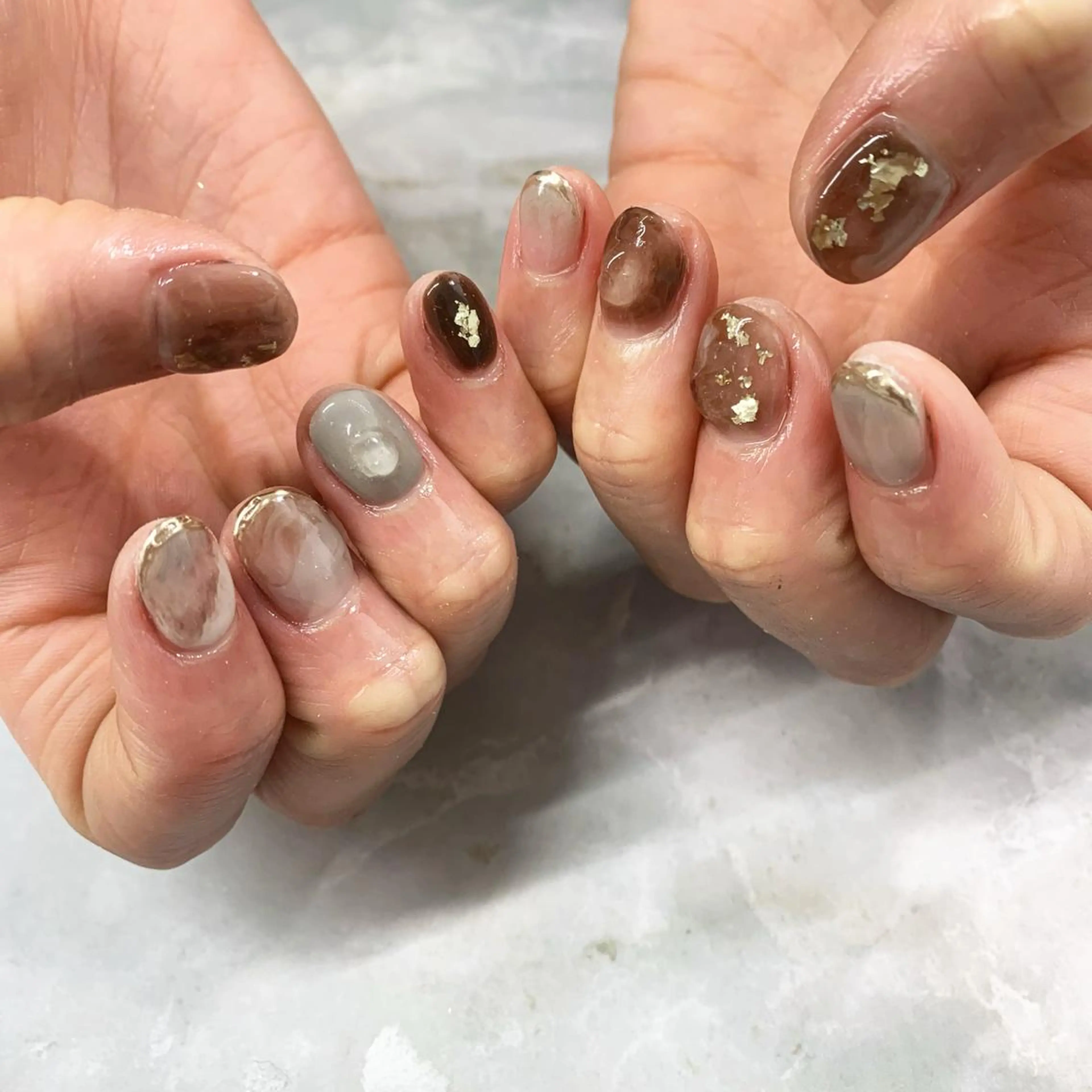 ネイル アイブロウ 持ち込み ニュアンスネイル pu muのネイルデザイン