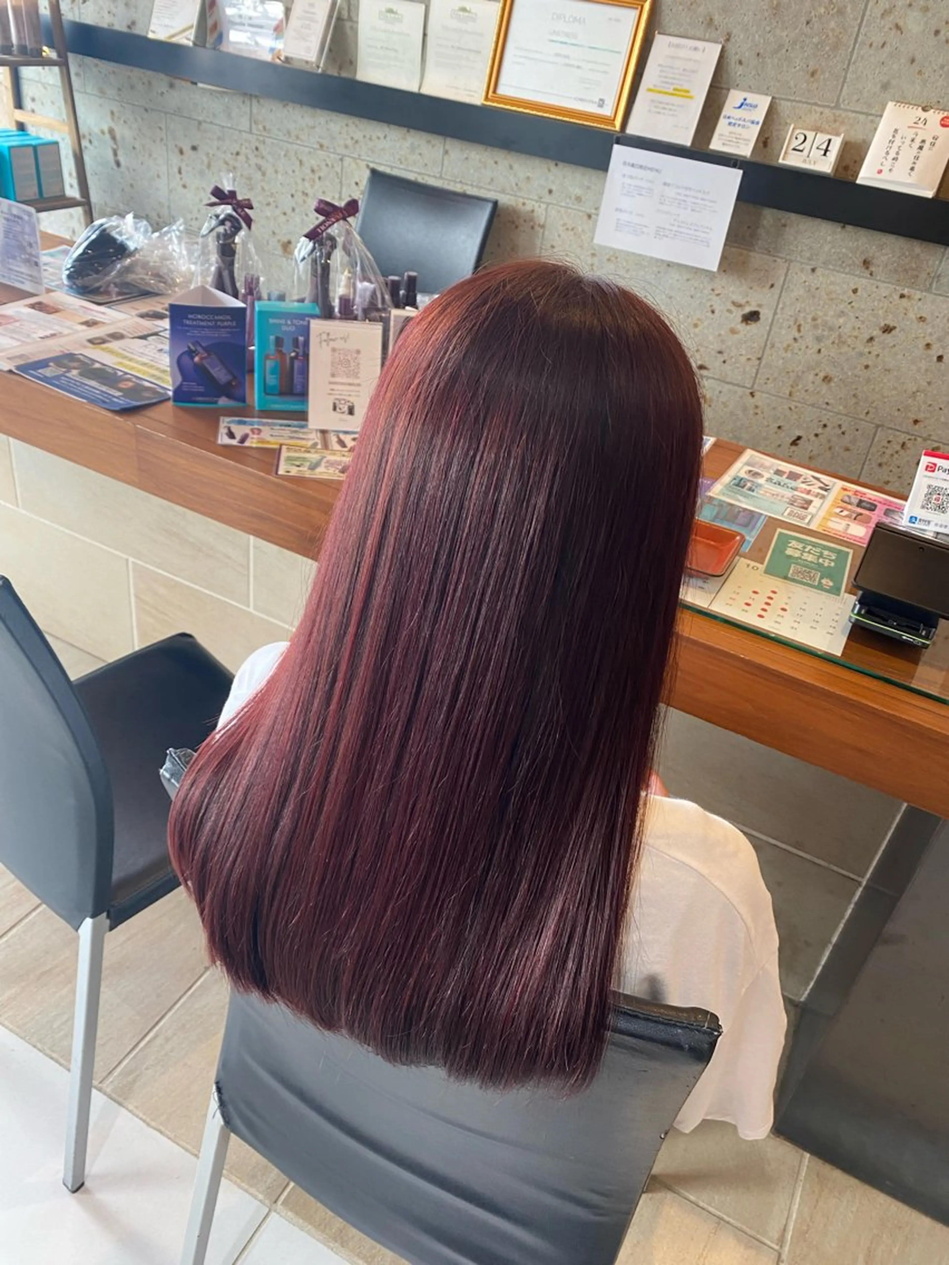 セミロング オーガニックカラー/ 髪質改善/暗髪/ボブのヘアスタイル