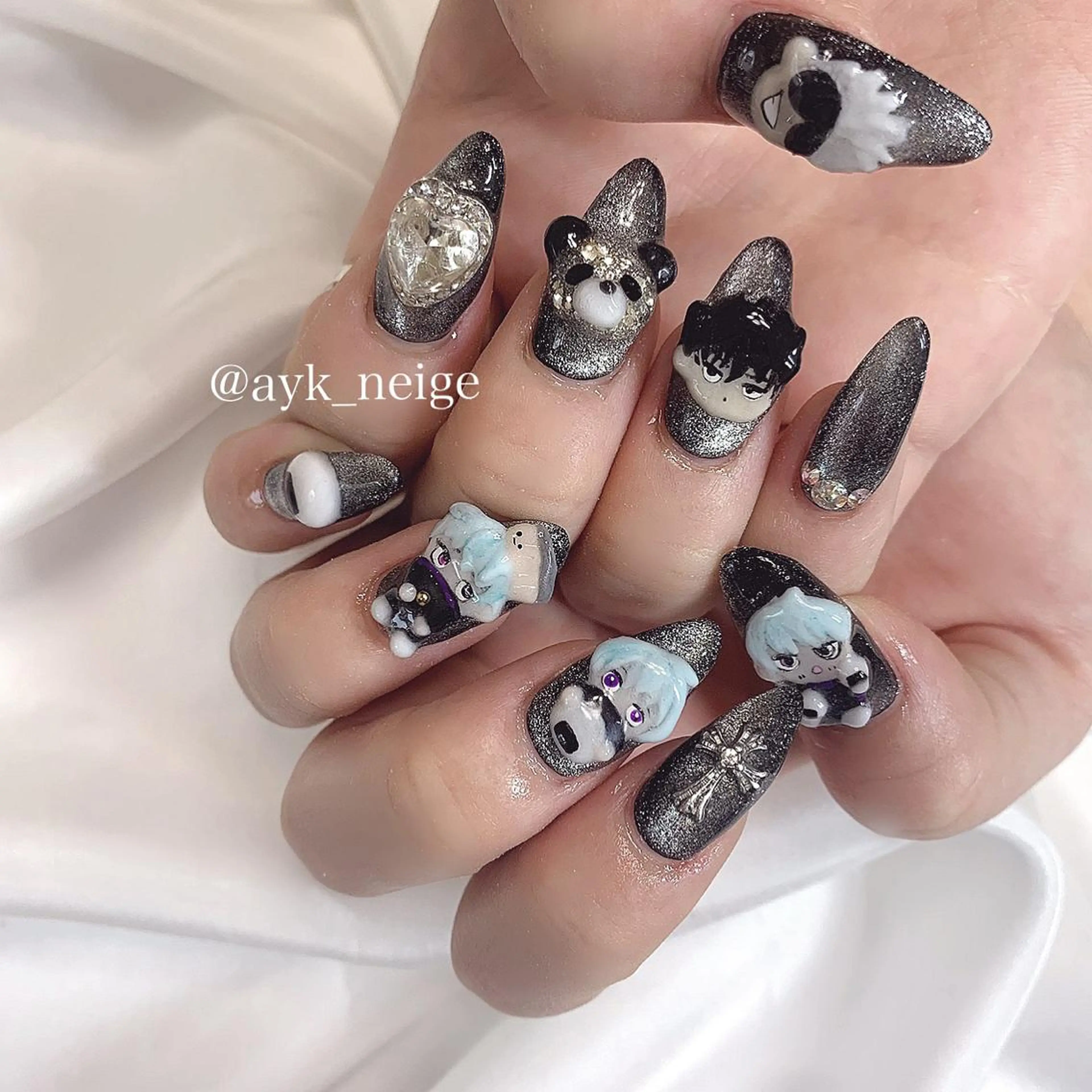 ネイル ハート 韓国ネイル 冬ネイル n'eige nail所属・大谷 綾香のネイルデザイン