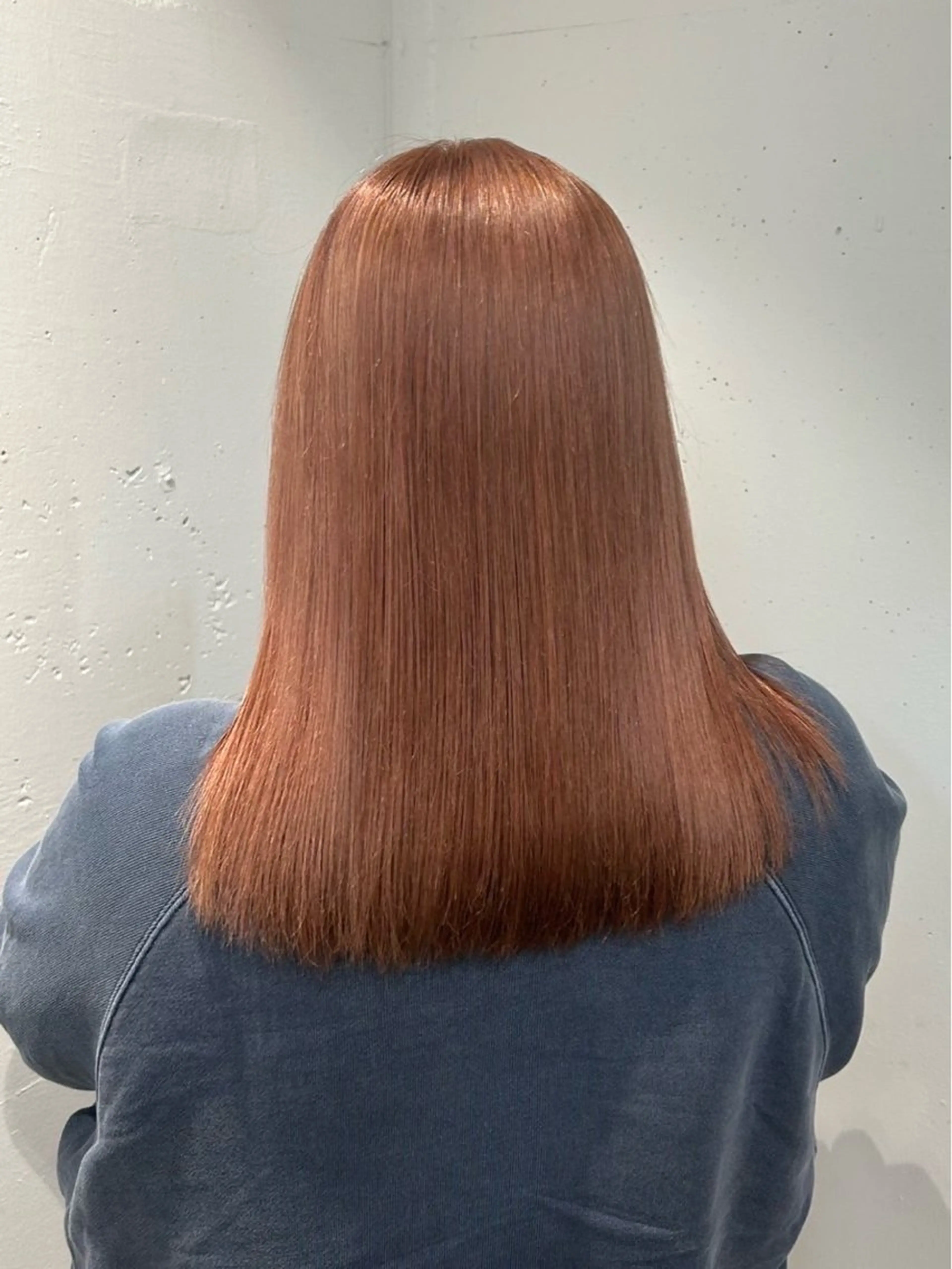 ミディアム カラー オレンジ Yuna ユウナのヘアスタイル