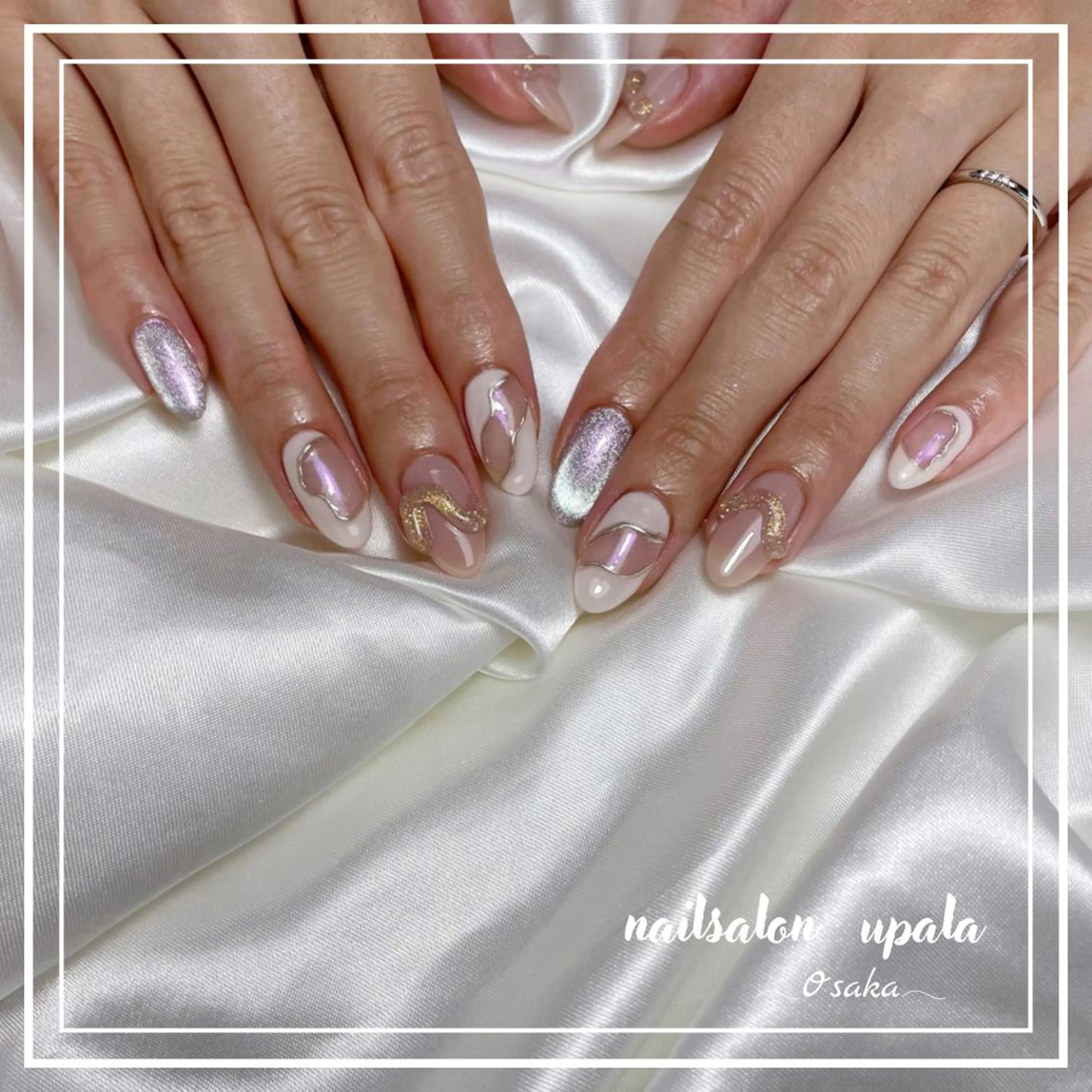 ネイル オーロラネイル フットネイル キラキラネイル ミラーネイル ニュアンスネイル ハンドネイル upala Mayukoのネイルデザイン
