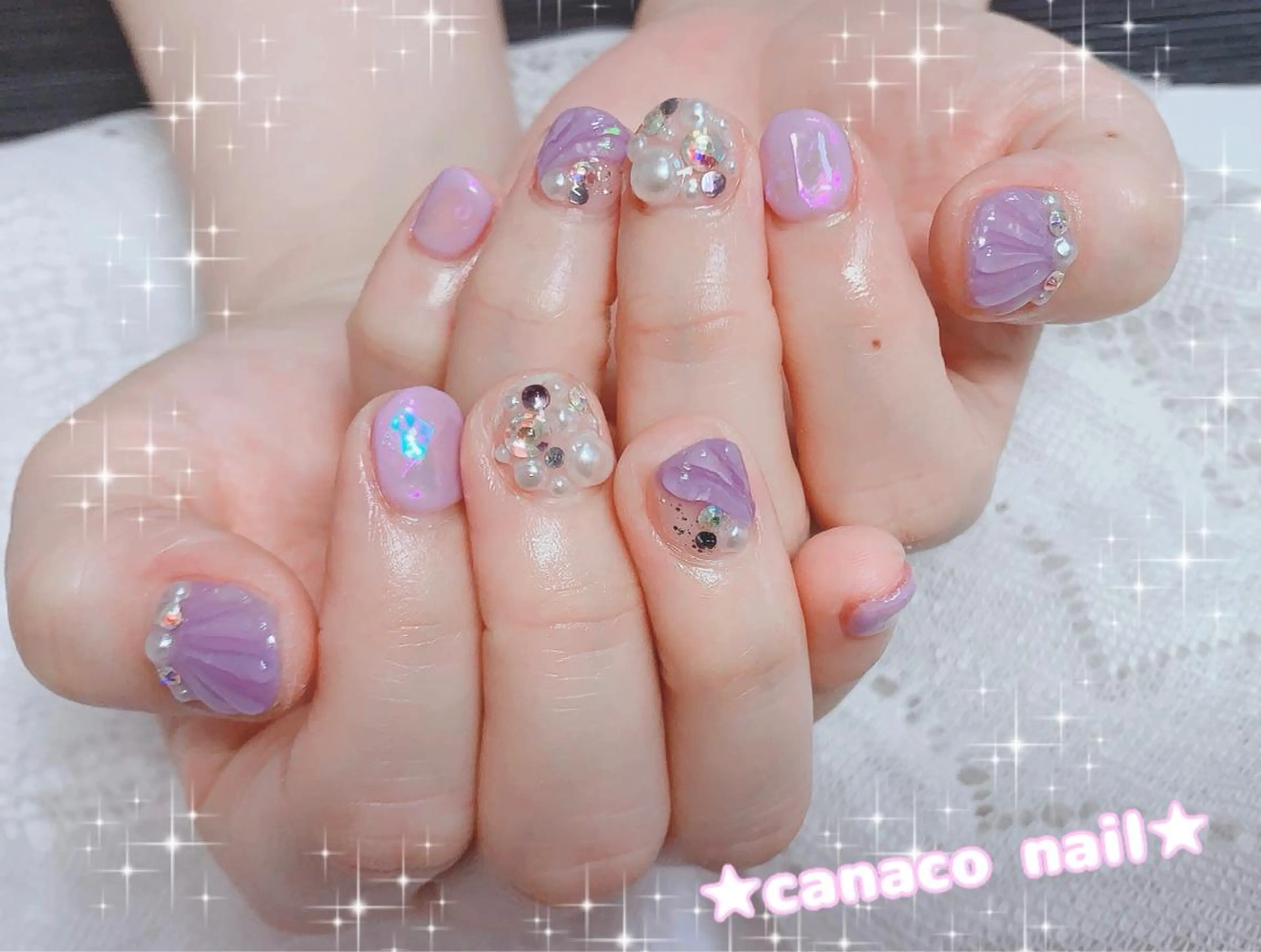 ネイル アートネイル ジェルネイル パラジェル ストーンネイル 夏ネイル Felice所属・ベテランネイル cnc  nailのネイルデザイン