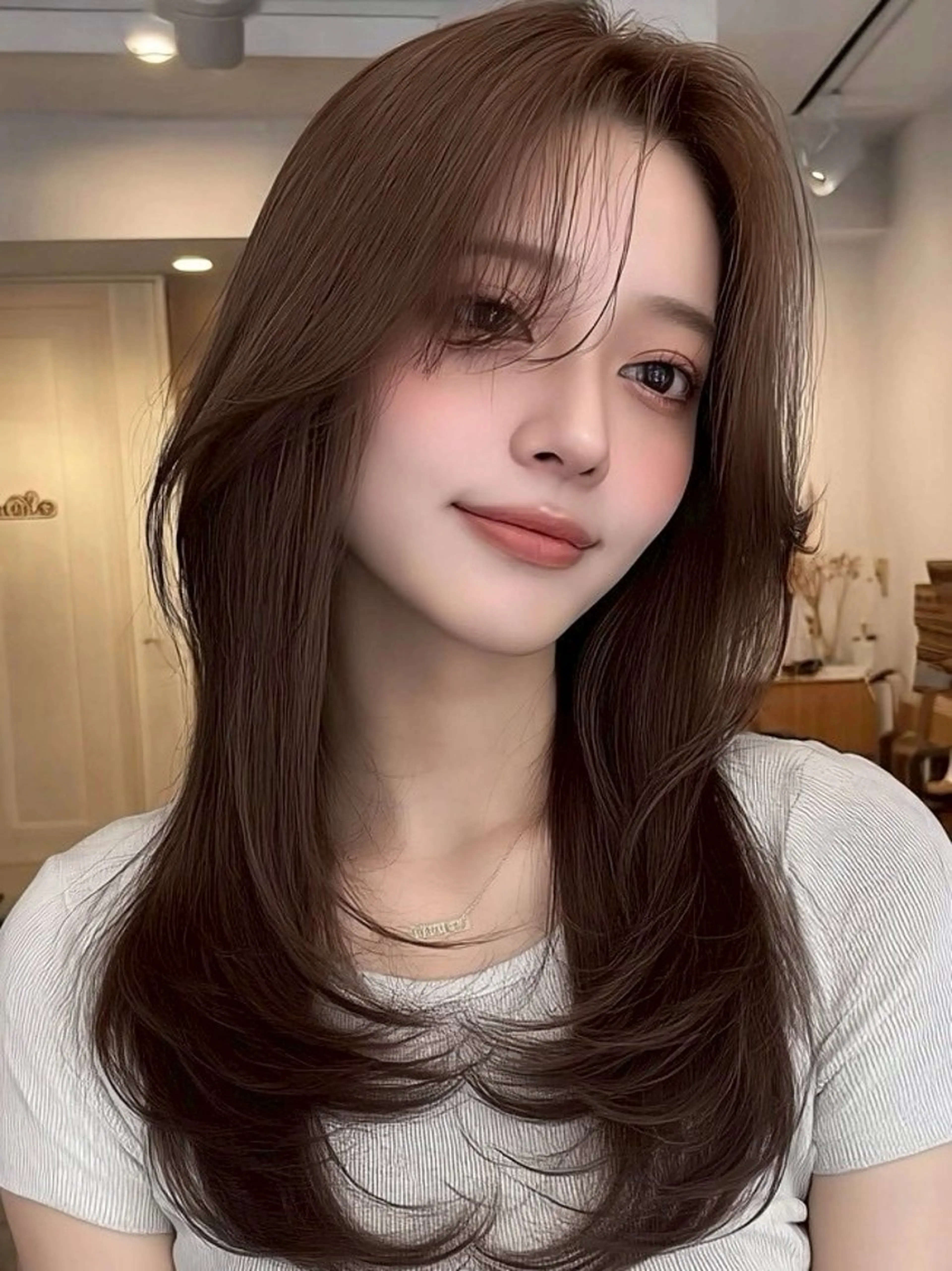 セミロング カラー 透明感カラー ダブルカラー イルミナカラー 髪質改善 似合わせカット カット ヘアカラー 美髪 Risaのヘアスタイル