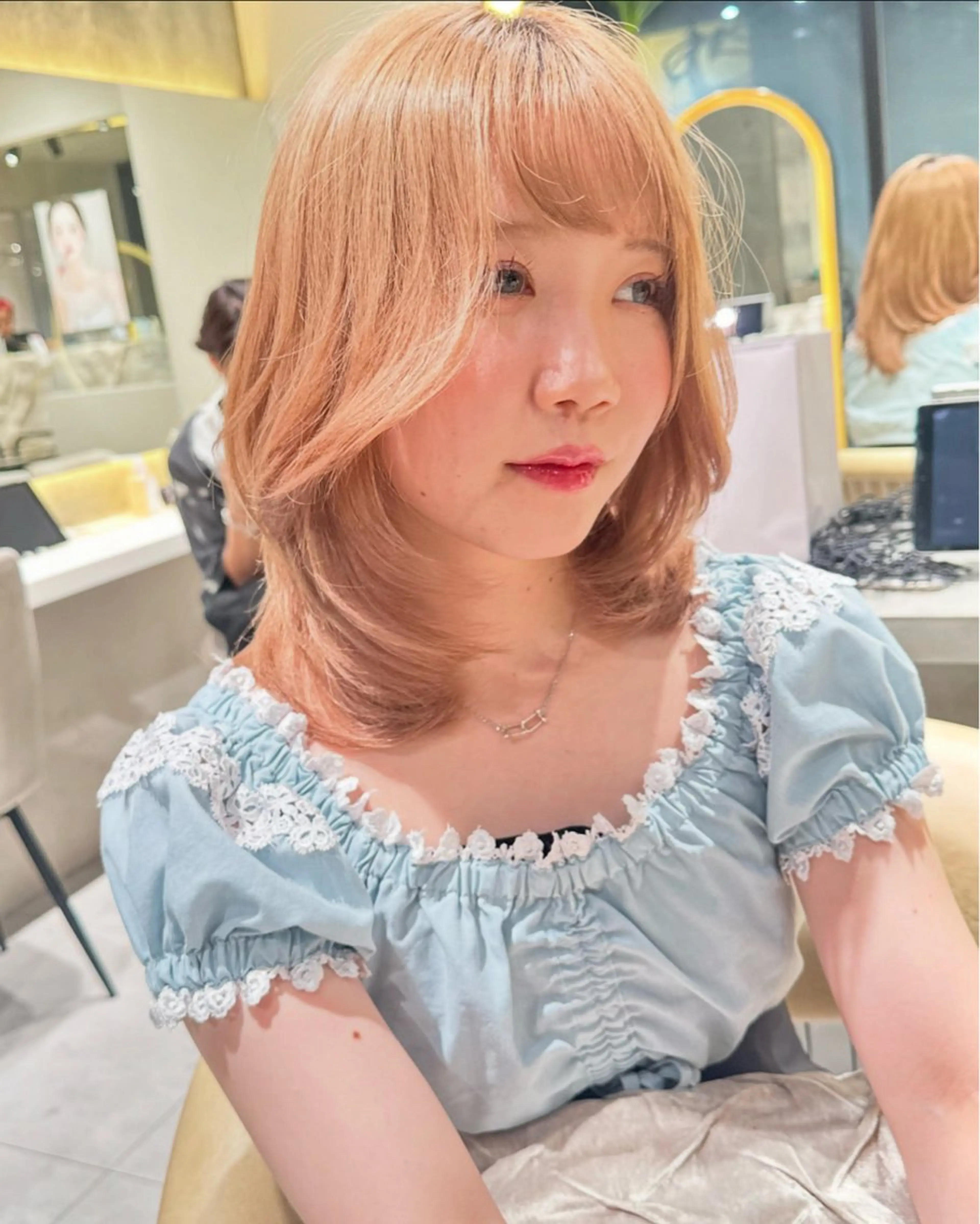 ミディアム カラー ヘアカラー トリートメント ダブルカラー 韓国レイヤーKYONのヘアスタイル