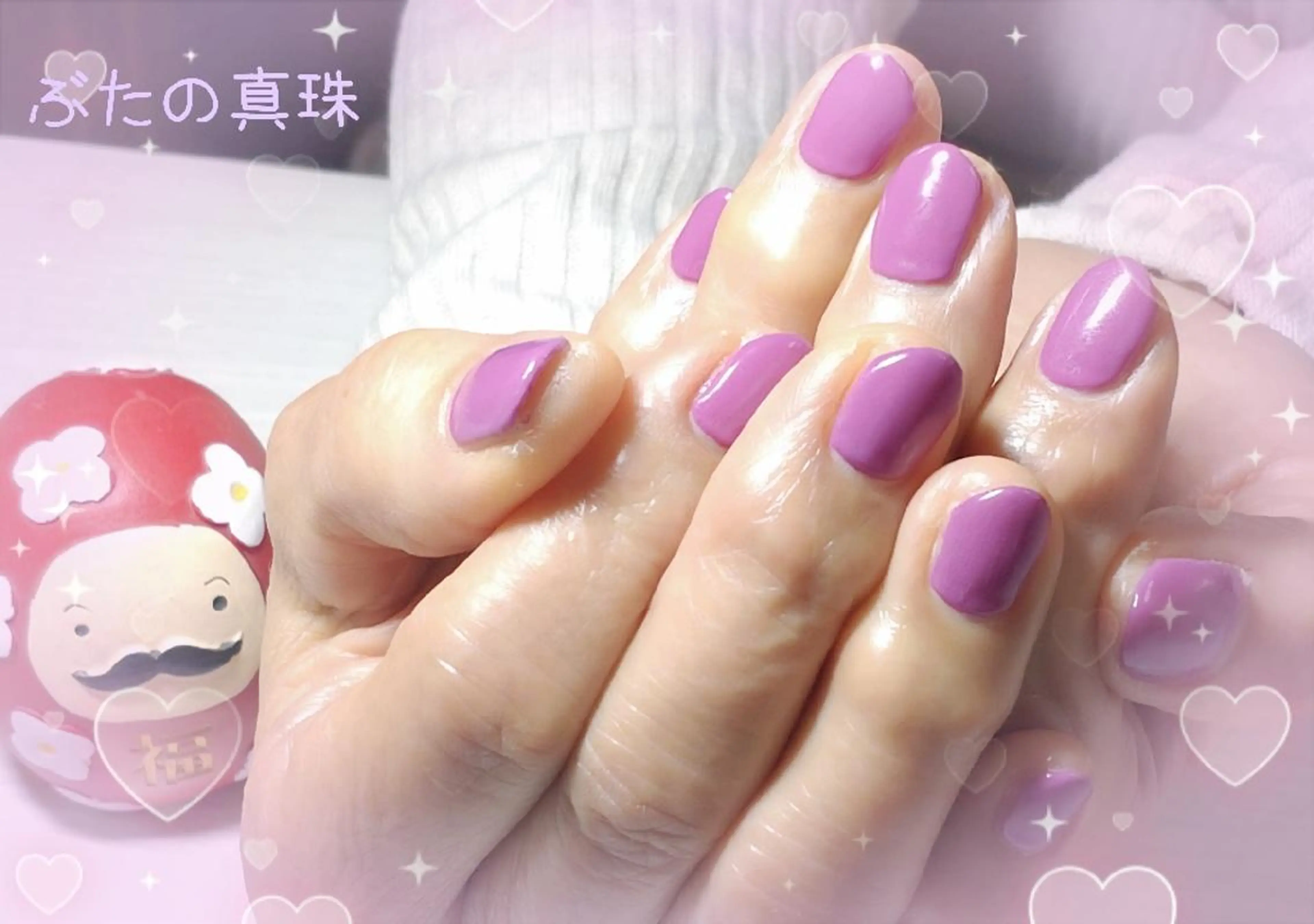 ネイル ワンカラーネイル ピンク パープル ハンドネイル 林 珠里のネイルデザイン