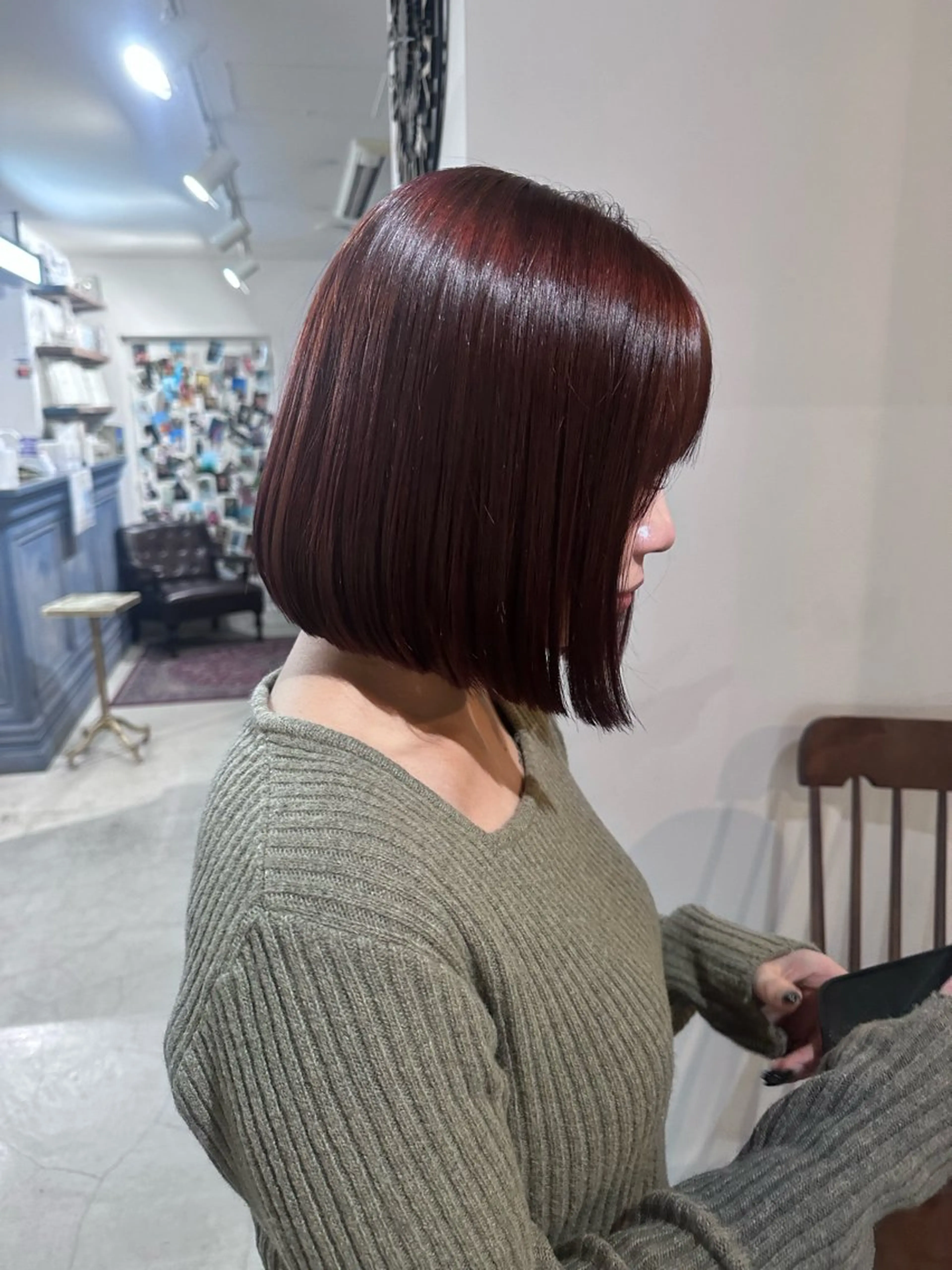 ミディアム カラー ブリーチ ブリーチなしカラー コテ巻き風パーマ レイヤーカット ぱるのヘアスタイル