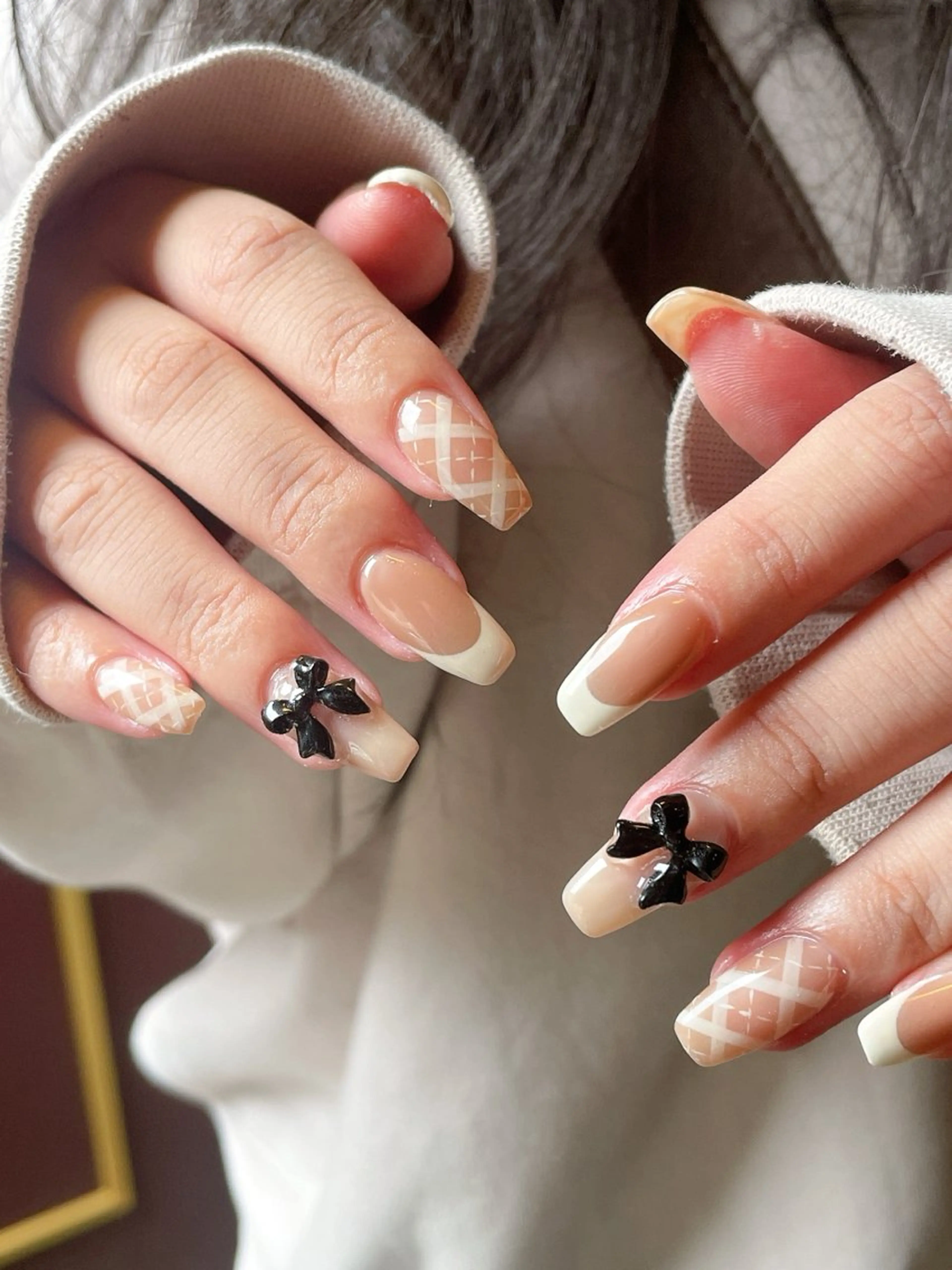 ネイル フットネイル ジェルネイル パラジェル リボン ワンホンネイル ハンドネイル kiki nail 二子玉川のネイルデザイン