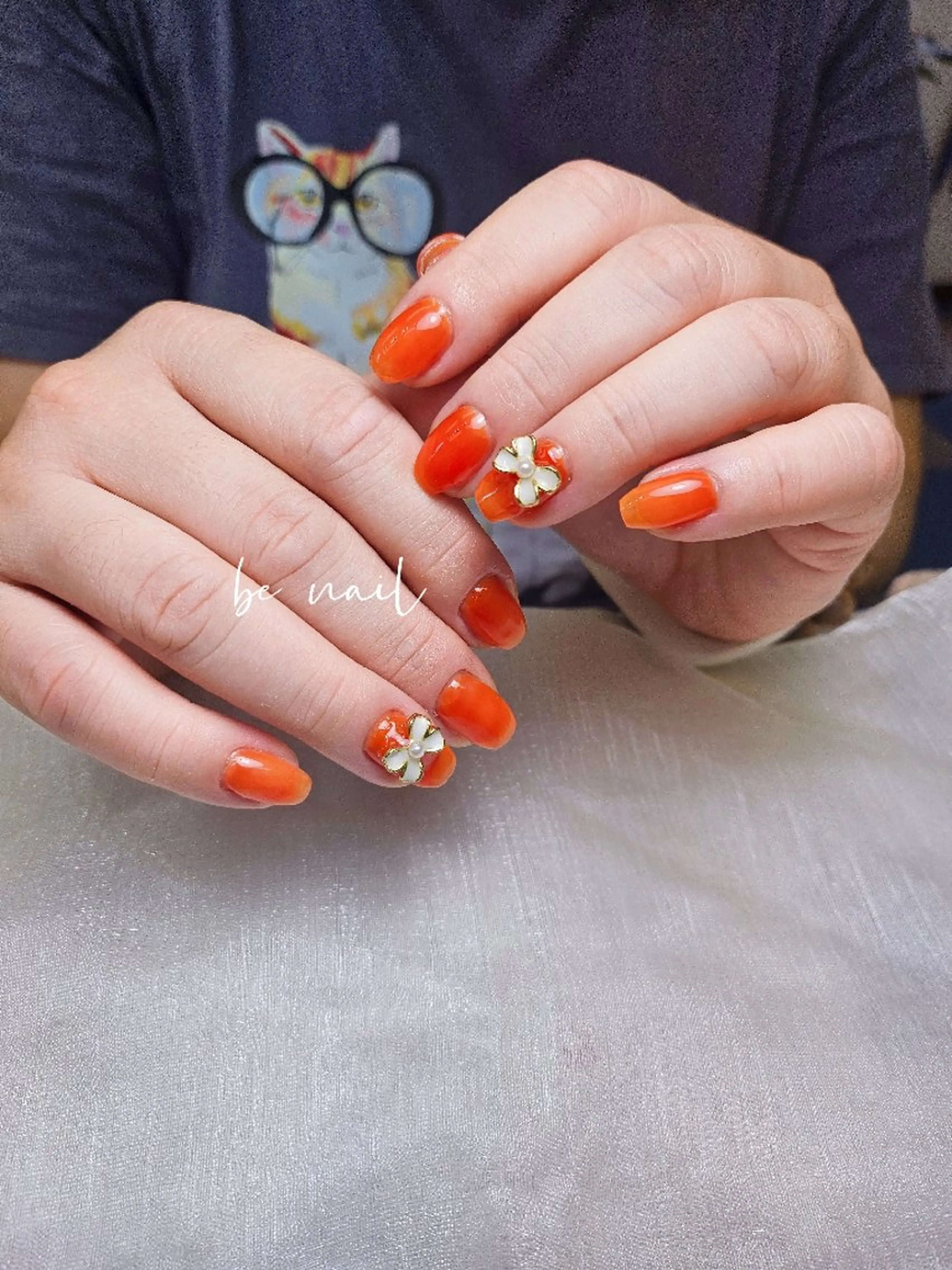 ネイル ワンカラーネイル リボン be nail所属・BE NAIL  新松戸のネイルデザイン